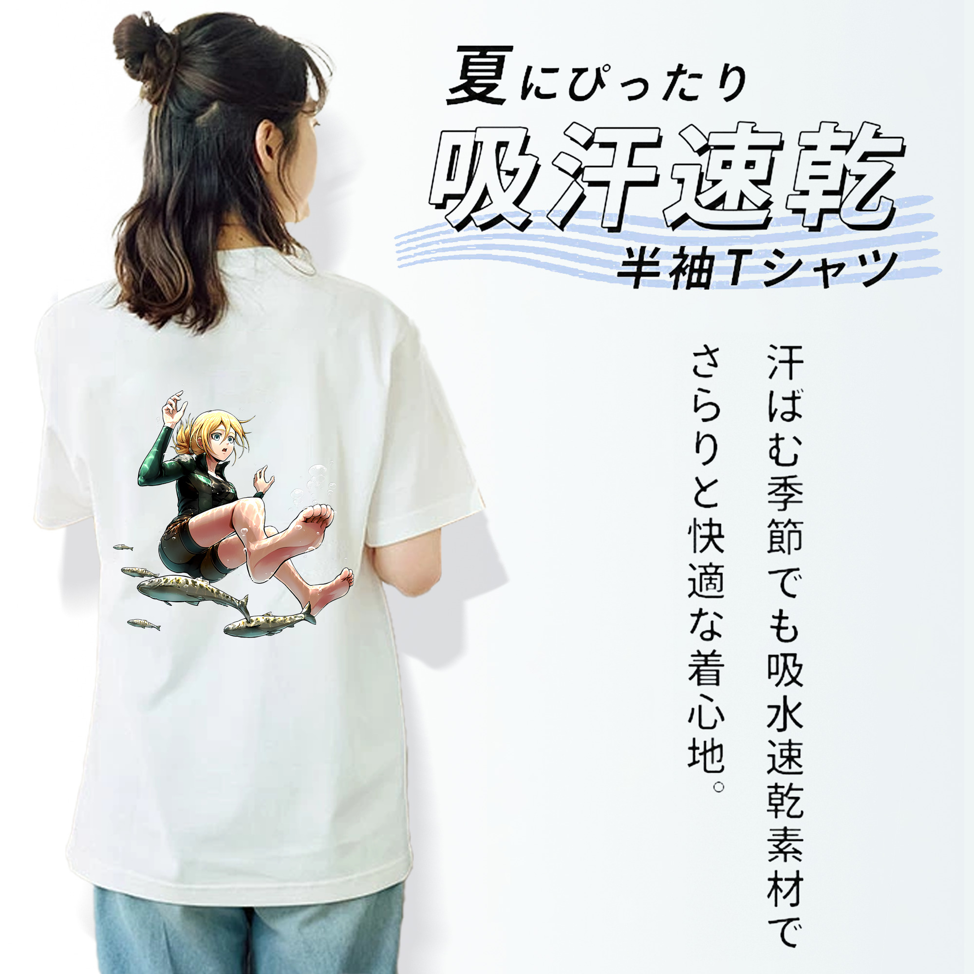 進撃の巨人 クリスタ·レンズ Attack on Titan Christa Lenz 綿100％半袖Tシャツ（背面プリント）