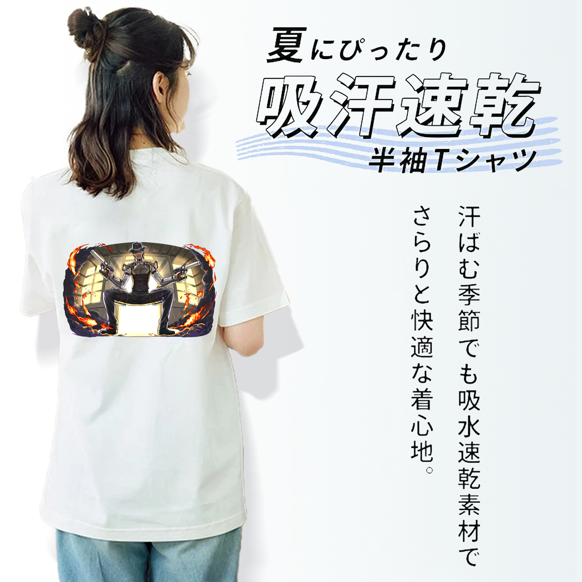 進撃の巨人 ケニー·アッカーマン Attack on Titan Kenny Ackerman 綿100％半袖Tシャツ（背面プリント）