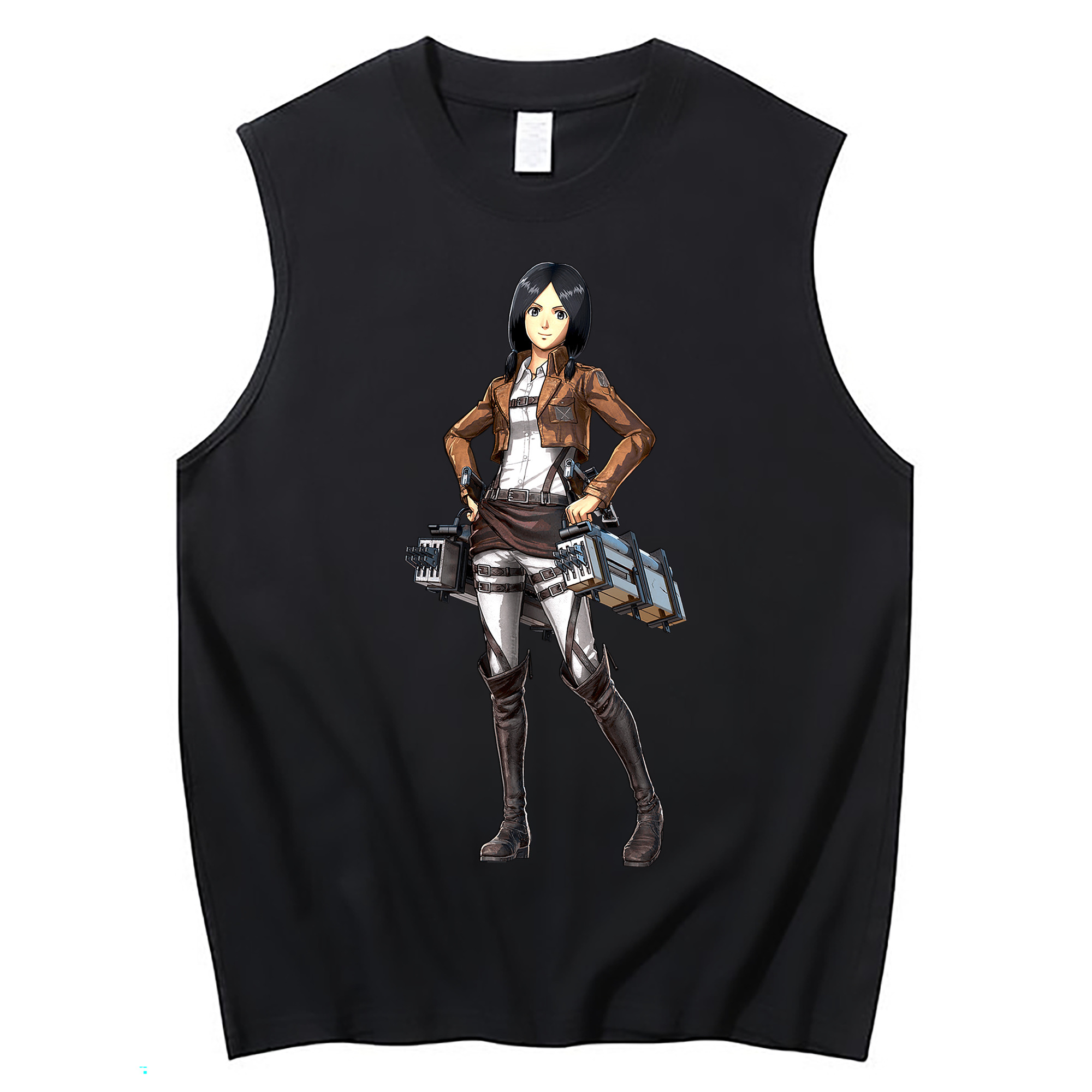 （画像用） 進撃の巨人 ミカサ·アッカーマン Attack on Titan Mikasa Ackerman コットン100％タンクトップ（フロントプリント）