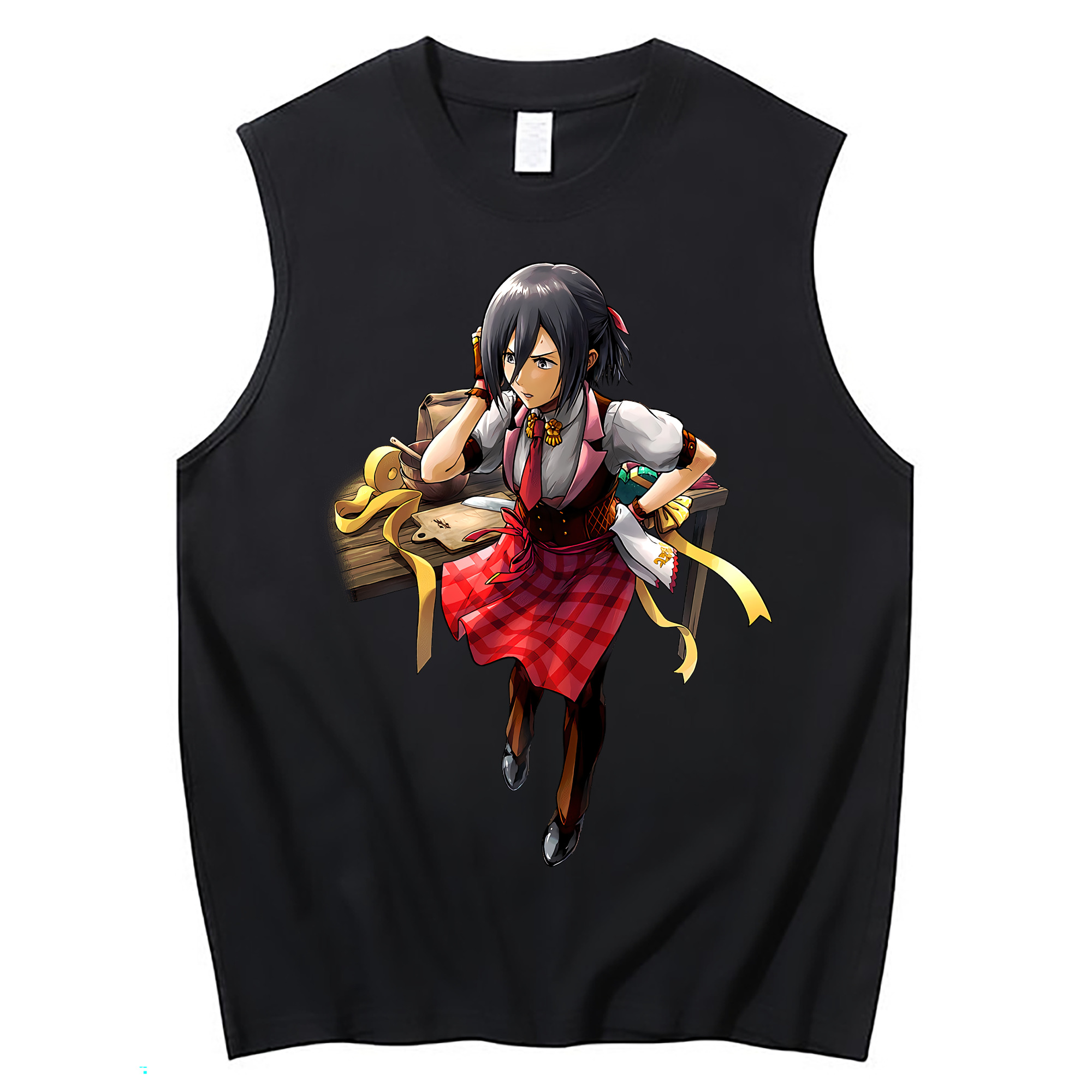 （画像用） 進撃の巨人 ミカサ·アッカーマン Attack on Titan Mikasa Ackerman コットン100％タンクトップ（フロントプリント）