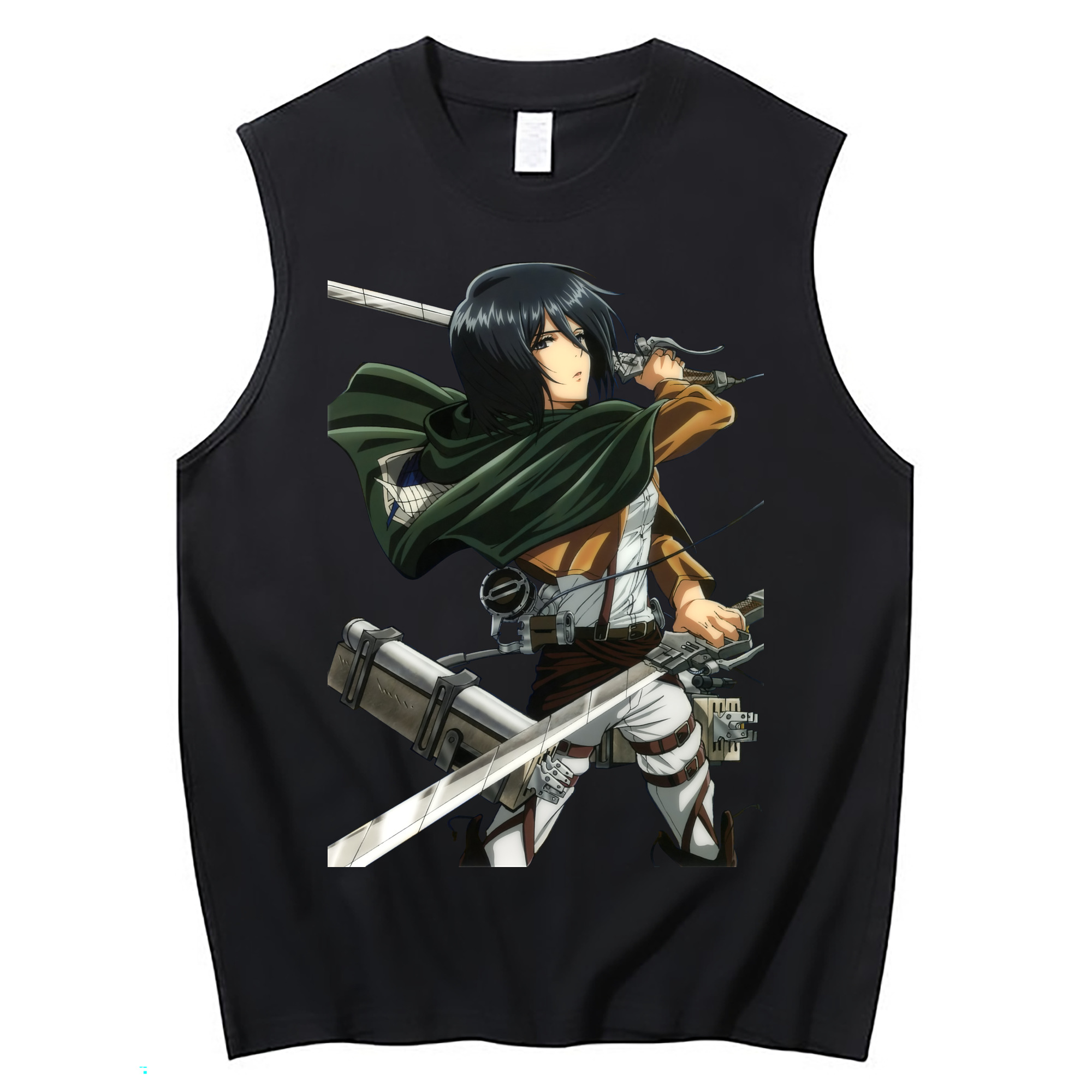（画像用） 進撃の巨人 ミカサ·アッカーマン Attack on Titan Mikasa Ackerman コットン100％タンクトップ（フロントプリント）
