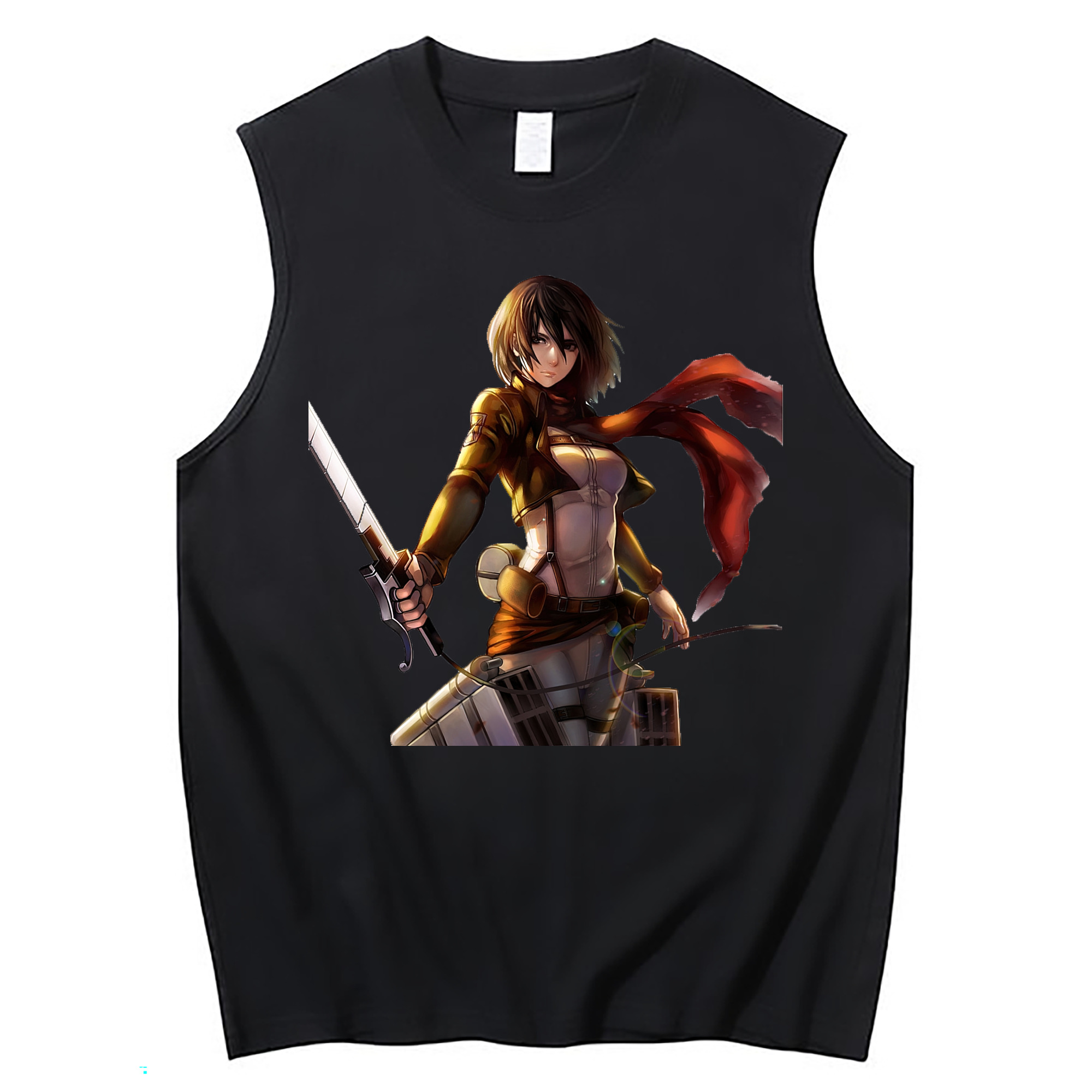 （画像用） 進撃の巨人 ミカサ·アッカーマン Attack on Titan Mikasa Ackerman コットン100％タンクトップ（フロントプリント）