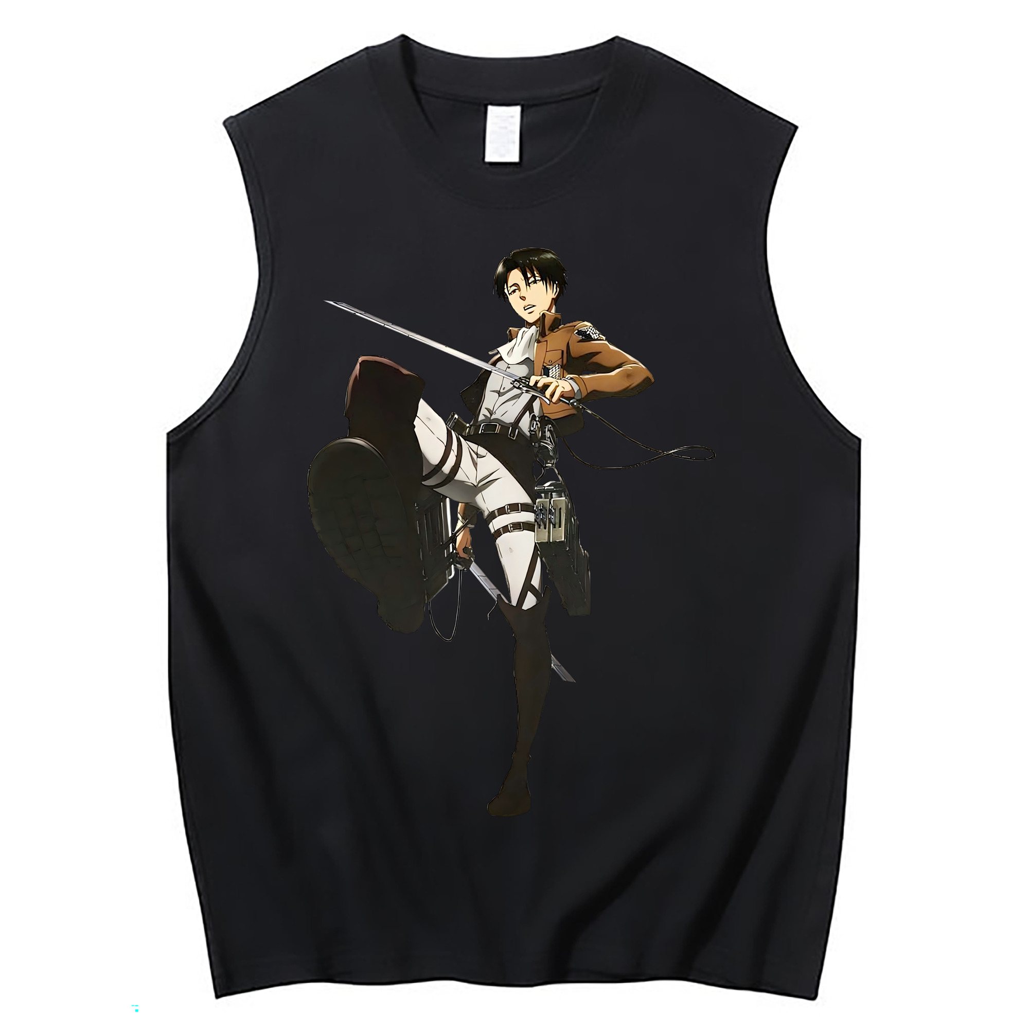 （画像用） 進撃の巨人 リヴァイ·アッカーマン Attack on Titan Levi Ackerman コットン100％タンクトップ（フロントプリント）