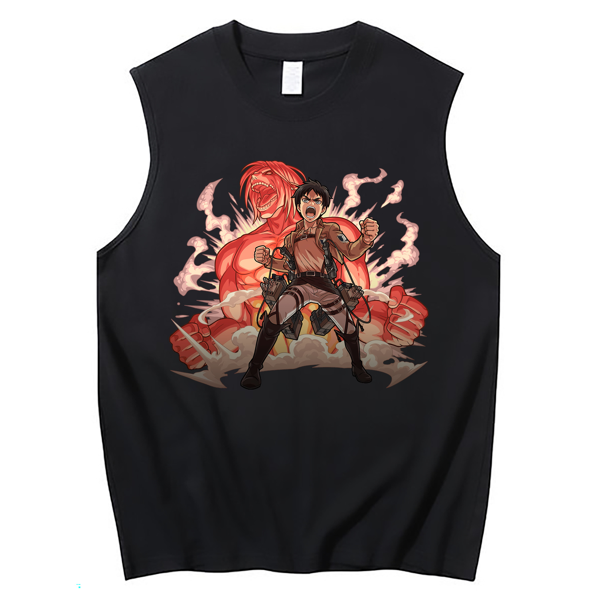 （画像用） 進撃の巨人 エレン･イェーガー Attack on Titan Eren Jäger コットン100％タンクトップ（フロントプリント）