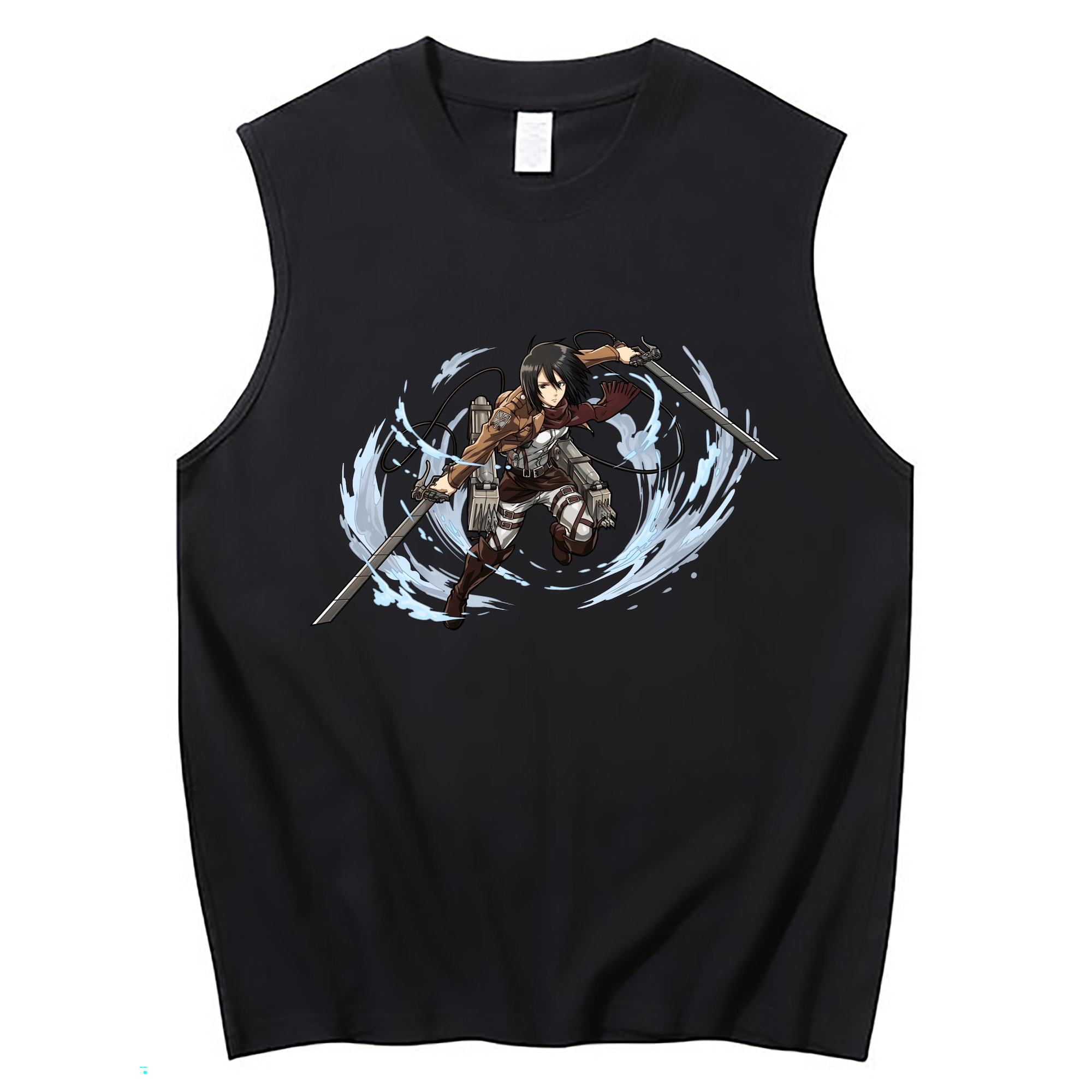 （画像用） 進撃の巨人 ミカサ·アッカーマン Attack on Titan Mikasa Ackerman コットン100％タンクトップ（フロントプリント）