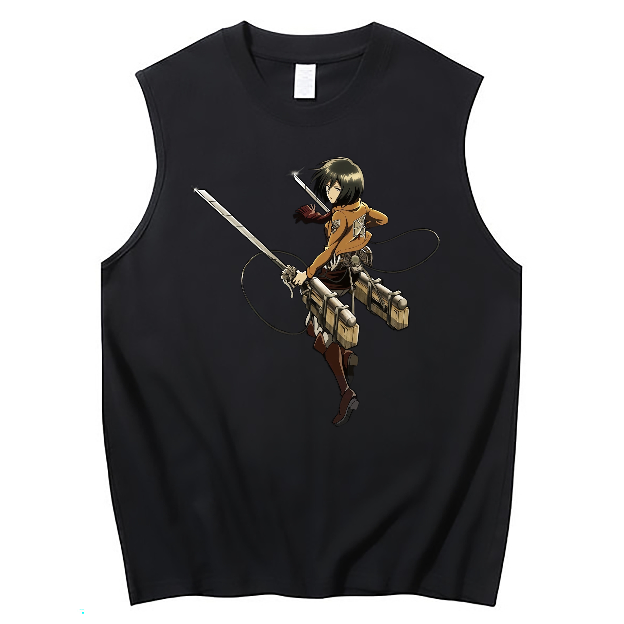 （画像用） 進撃の巨人 ミカサ·アッカーマン Attack on Titan Mikasa Ackerman コットン100％タンクトップ（フロントプリント）