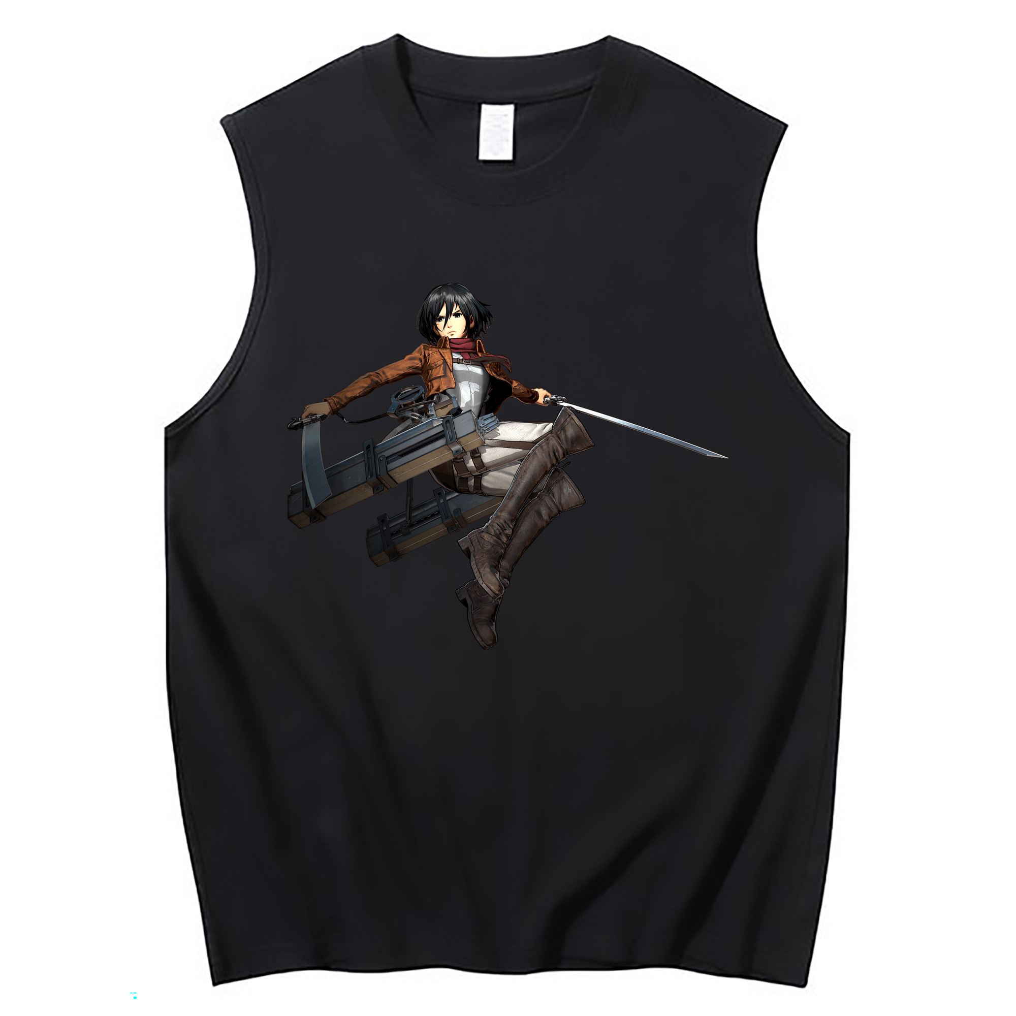 （画像用） 進撃の巨人 ミカサ·アッカーマン Attack on Titan Mikasa Ackerman コットン100％タンクトップ（フロントプリント）