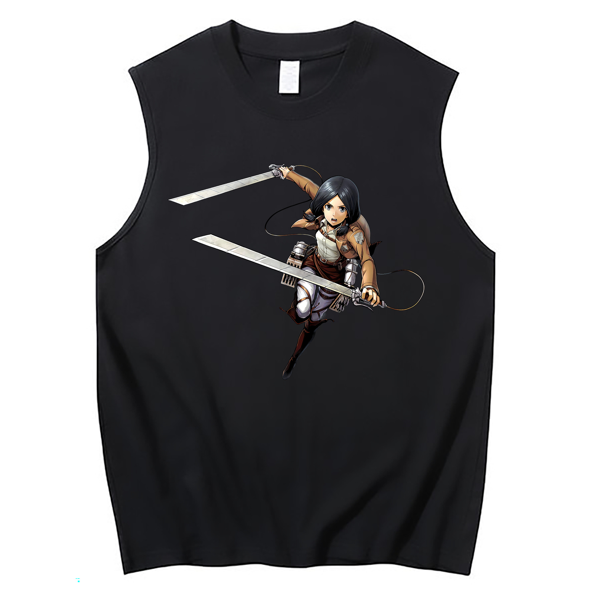 （画像用） 進撃の巨人 ミカサ·アッカーマン Attack on Titan Mikasa Ackerman コットン100％タンクトップ（フロントプリント）