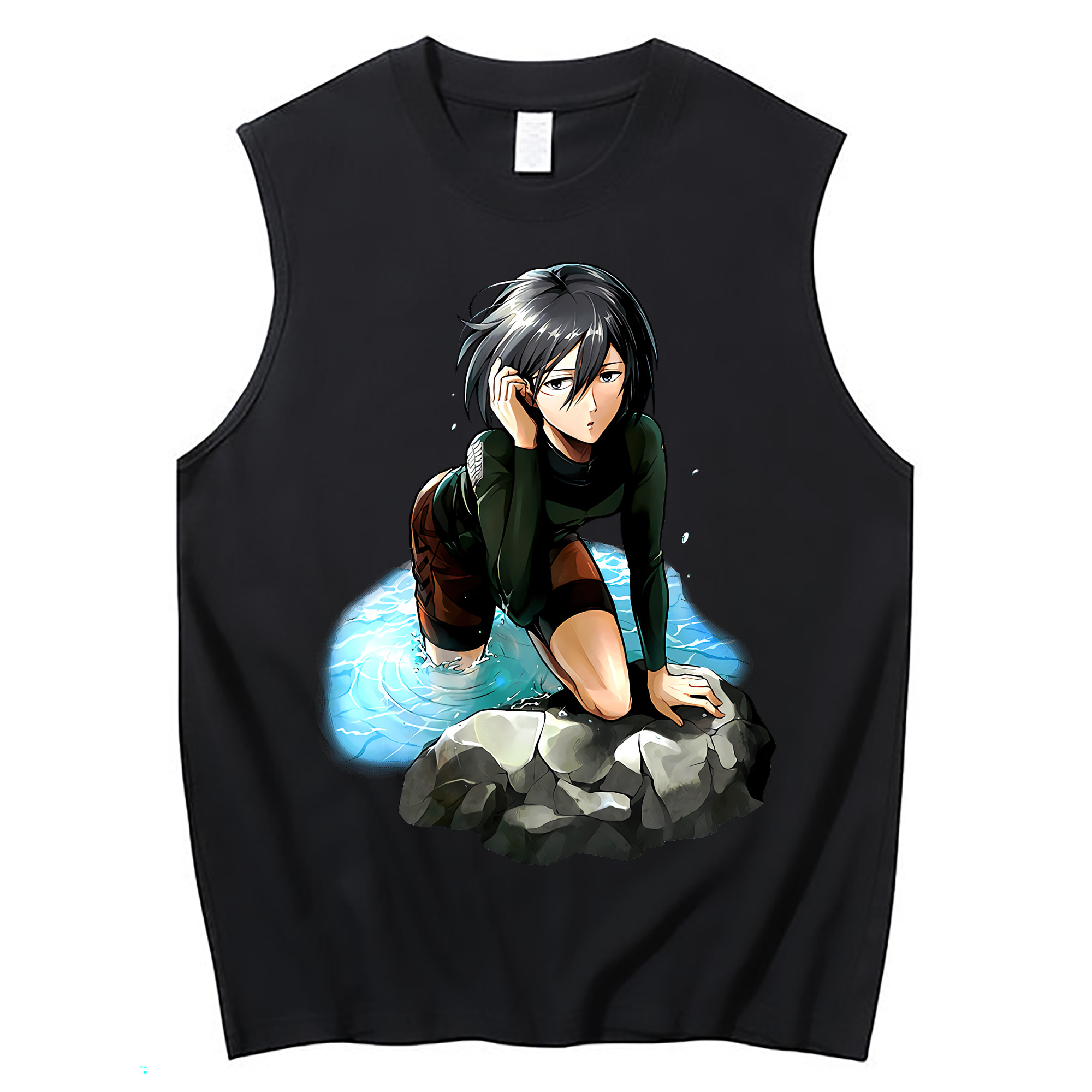 （画像用） 進撃の巨人 ミカサ·アッカーマン Attack on Titan Mikasa Ackerman コットン100％タンクトップ（フロントプリント）
