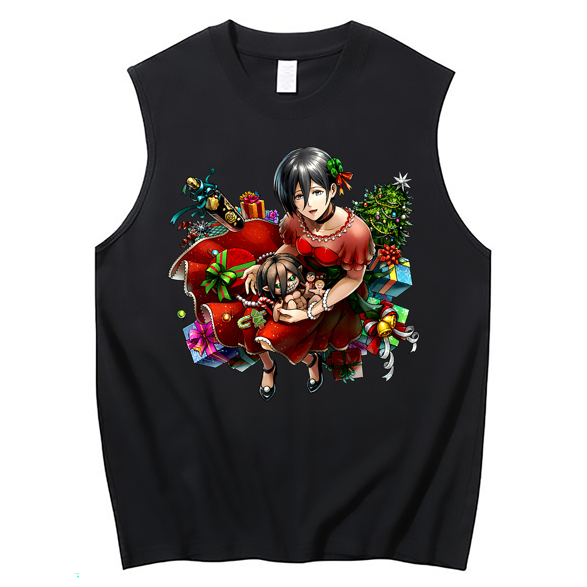 （画像用） 進撃の巨人 ミカサ·アッカーマン Attack on Titan Mikasa Ackerman コットン100％タンクトップ（フロントプリント）