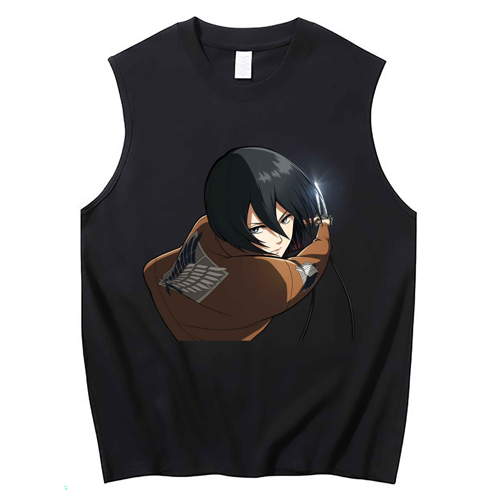 （画像用） 進撃の巨人 ミカサ·アッカーマン Attack on Titan Mikasa Ackerman コットン100％タンクトップ（フロントプリント）