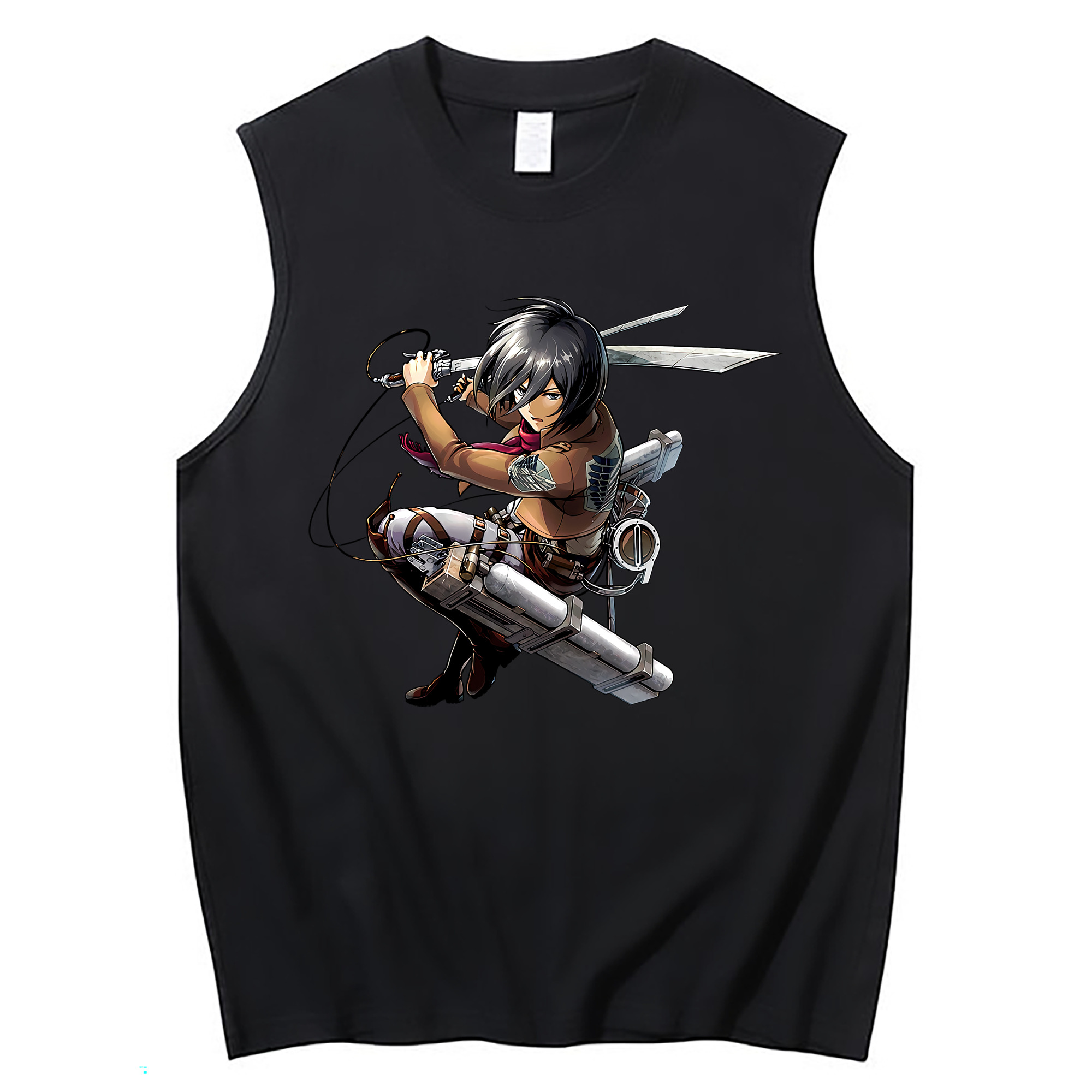 （画像用） 進撃の巨人 ミカサ·アッカーマン Attack on Titan Mikasa Ackerman コットン100％タンクトップ（フロントプリント）