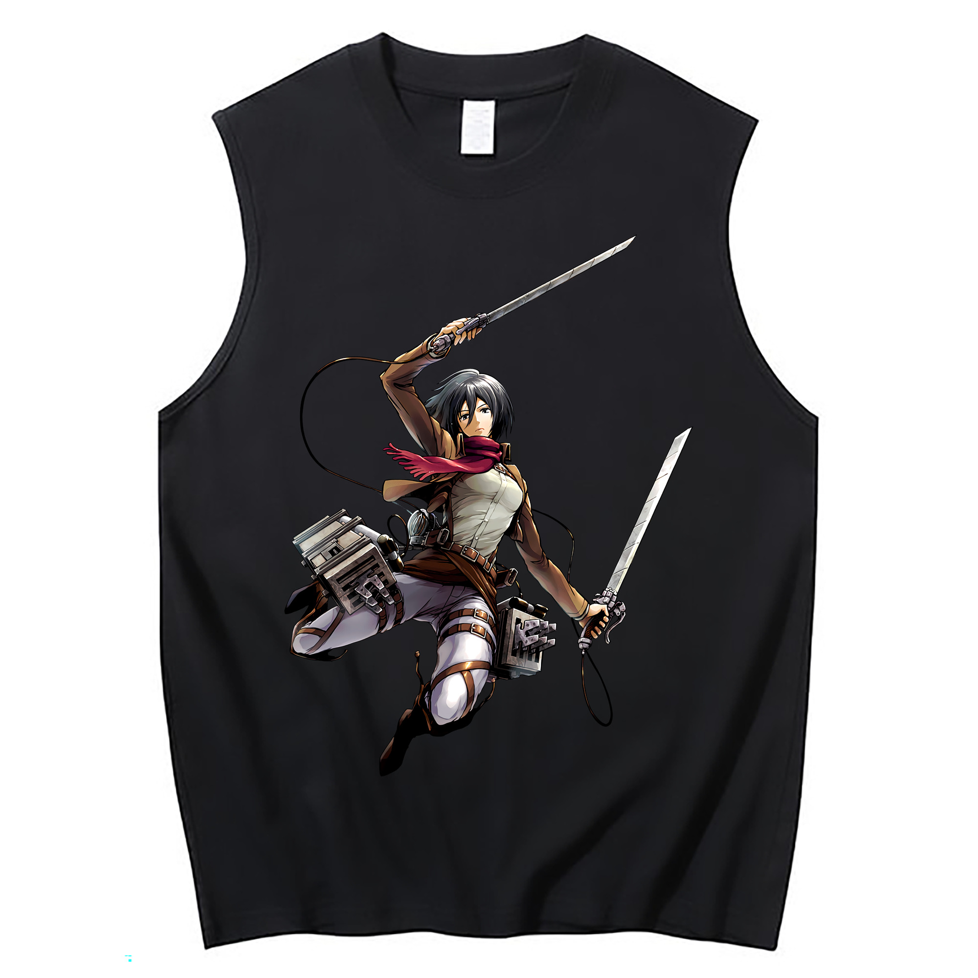 （画像用） 進撃の巨人 ミカサ·アッカーマン Attack on Titan Mikasa Ackerman コットン100％タンクトップ（フロントプリント）