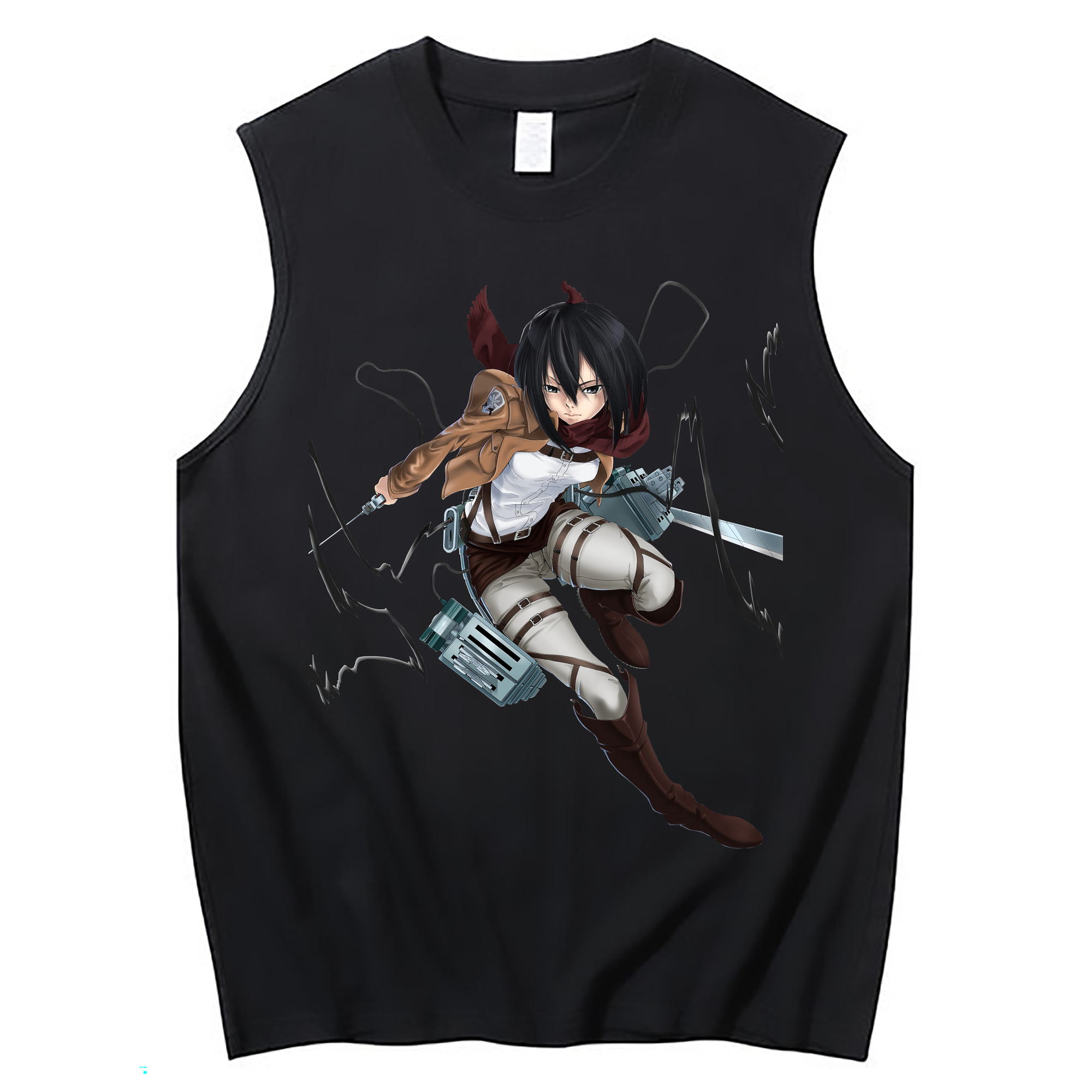 （画像用） 進撃の巨人 ミカサ·アッカーマン Attack on Titan Mikasa Ackerman コットン100％タンクトップ（フロントプリント）