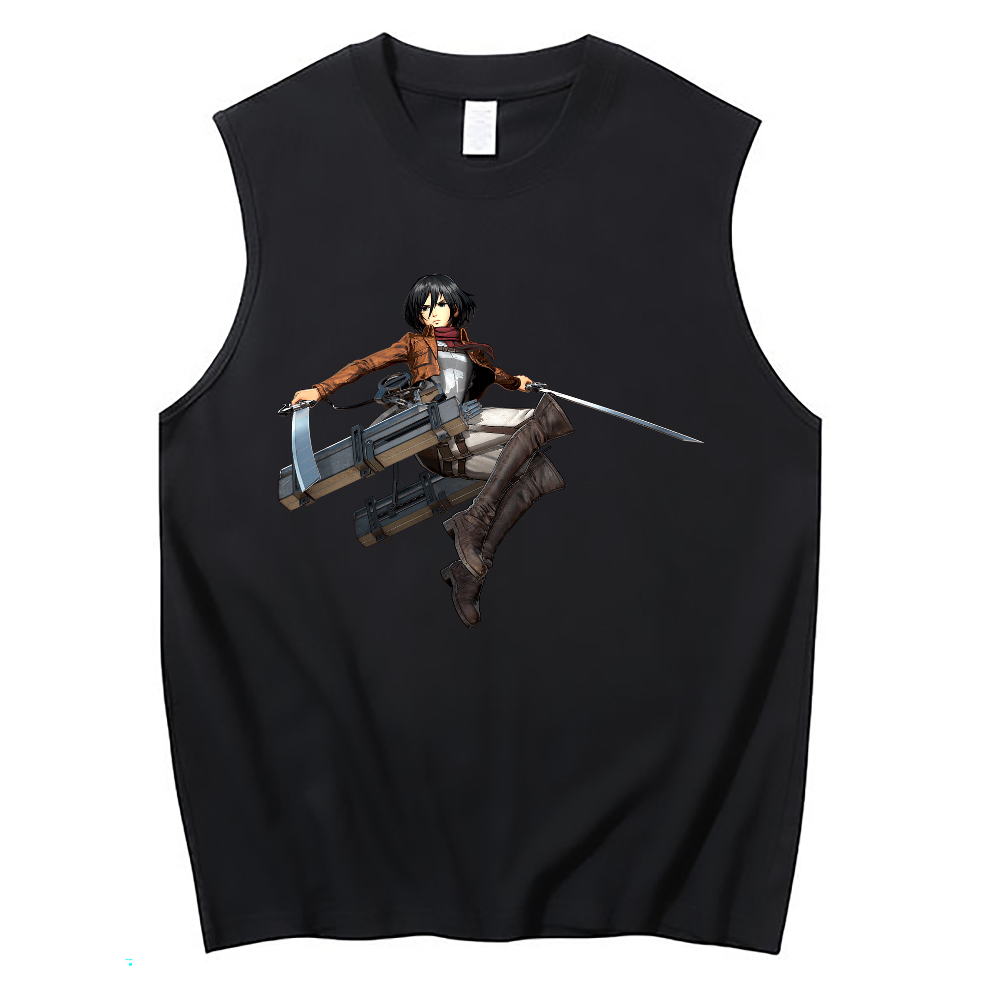 （画像用） 進撃の巨人 ミカサ·アッカーマン Attack on Titan Mikasa Ackerman コットン100％タンクトップ（フロントプリント）