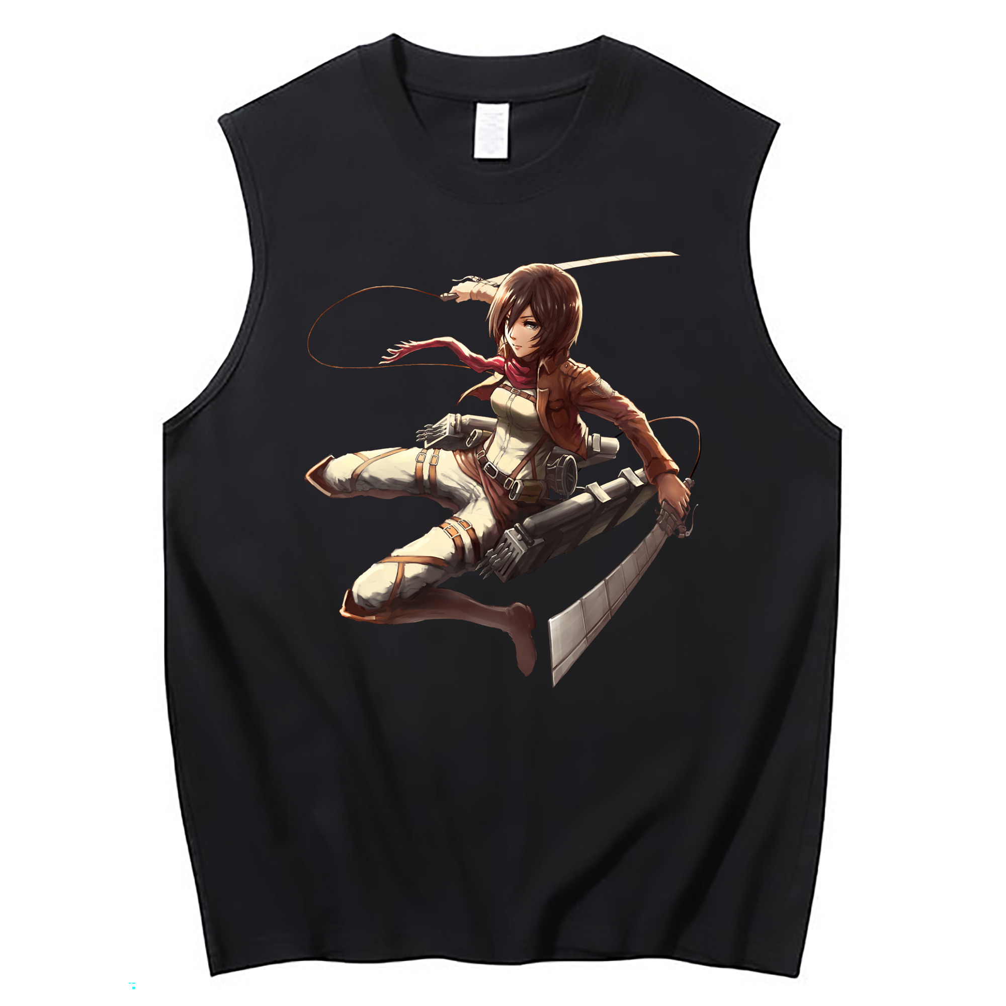 （画像用） 進撃の巨人 ミカサ·アッカーマン Attack on Titan Mikasa Ackerman コットン100％タンクトップ（フロントプリント）