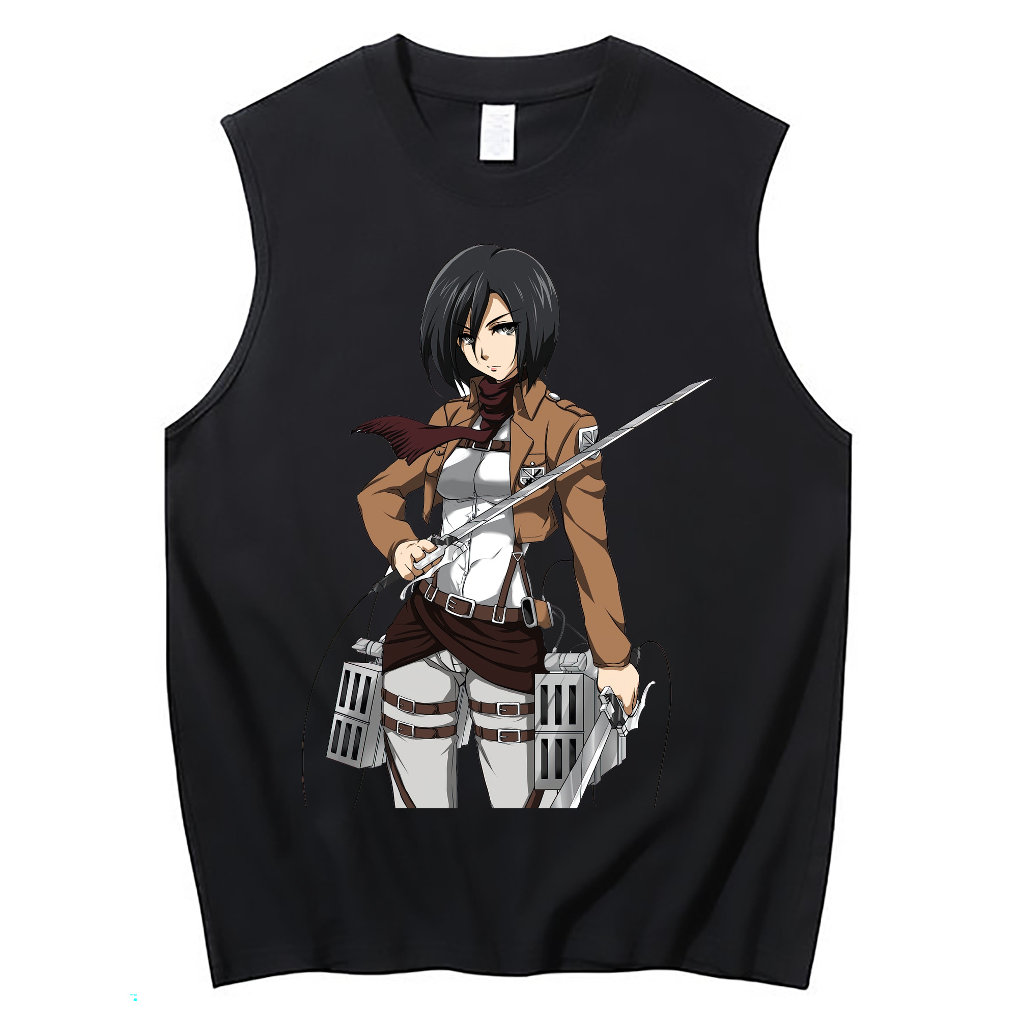 （画像用） 進撃の巨人 ミカサ·アッカーマン Attack on Titan Mikasa Ackerman コットン100％タンクトップ（フロントプリント）