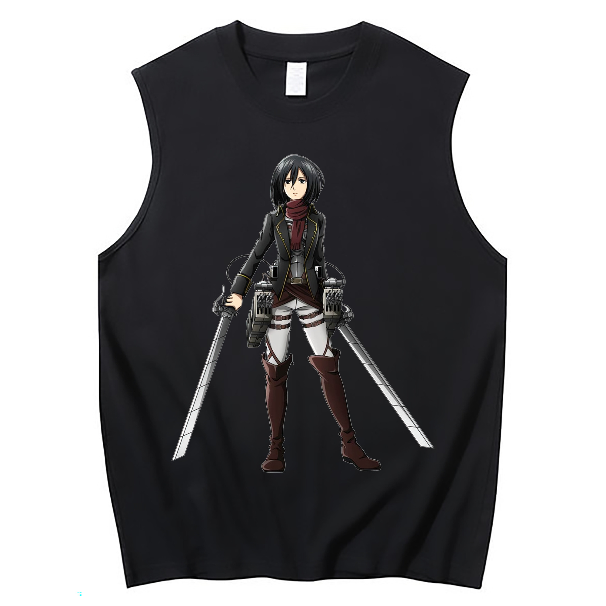 （画像用） 進撃の巨人 ミカサ·アッカーマン Attack on Titan Mikasa Ackerman コットン100％タンクトップ（フロントプリント）