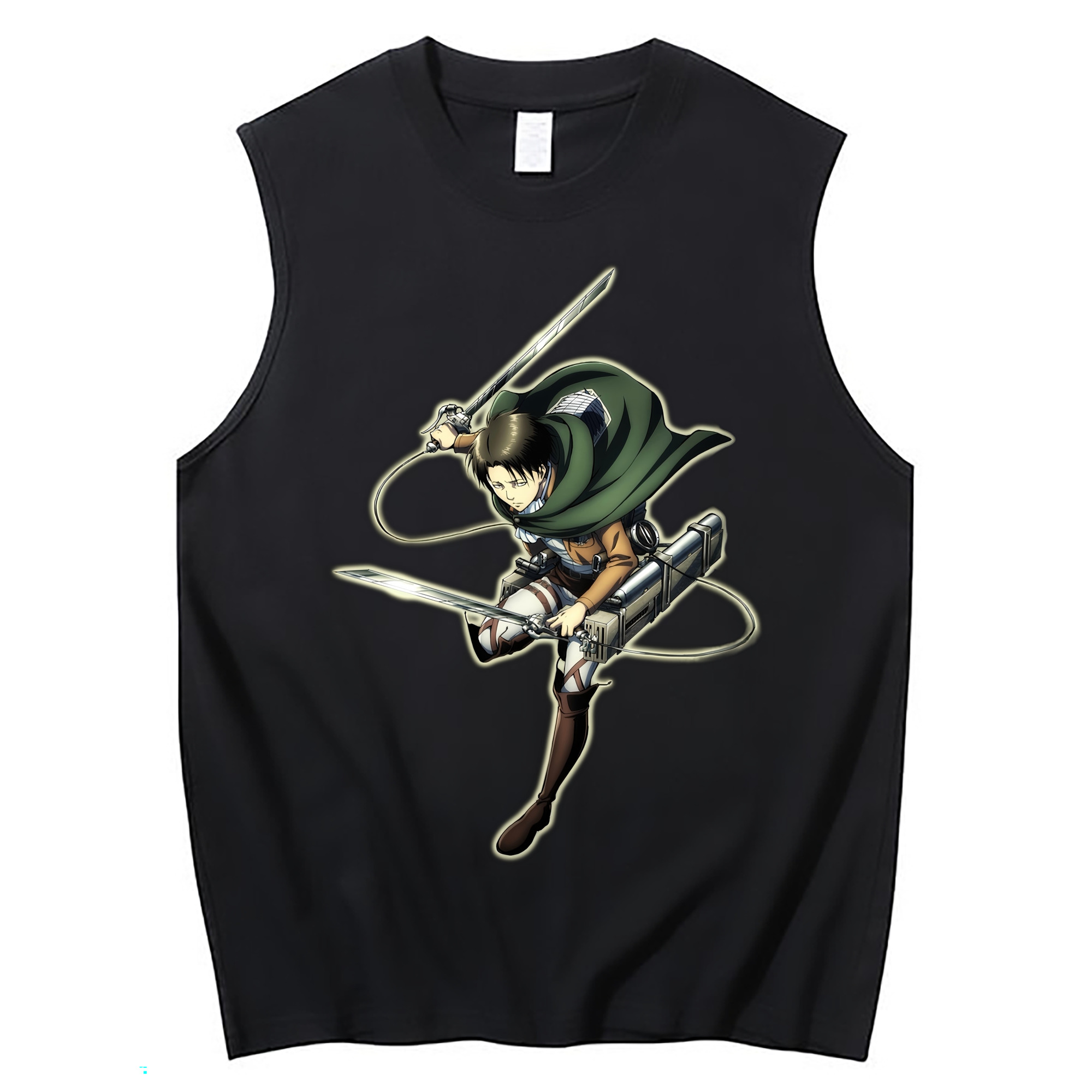 （画像用） 進撃の巨人 リヴァイ·アッカーマン Attack on Titan Levi Ackerman コットン100％タンクトップ（フロントプリント）