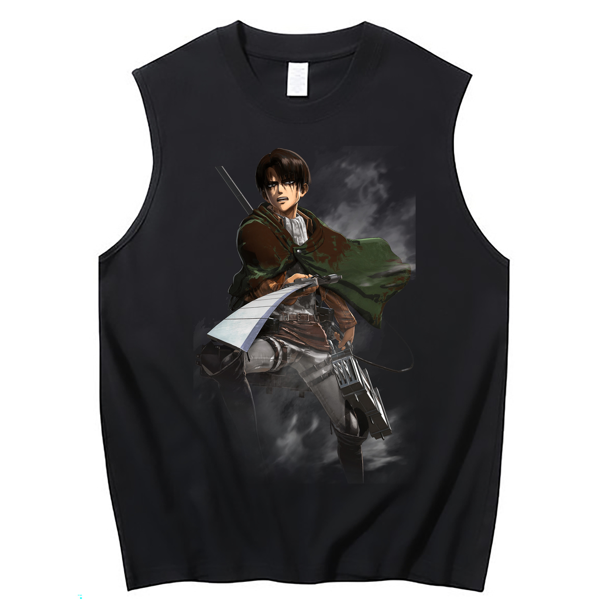 （画像用） 進撃の巨人 リヴァイ·アッカーマン Attack on Titan Levi Ackerman コットン100％タンクトップ（フロントプリント）
