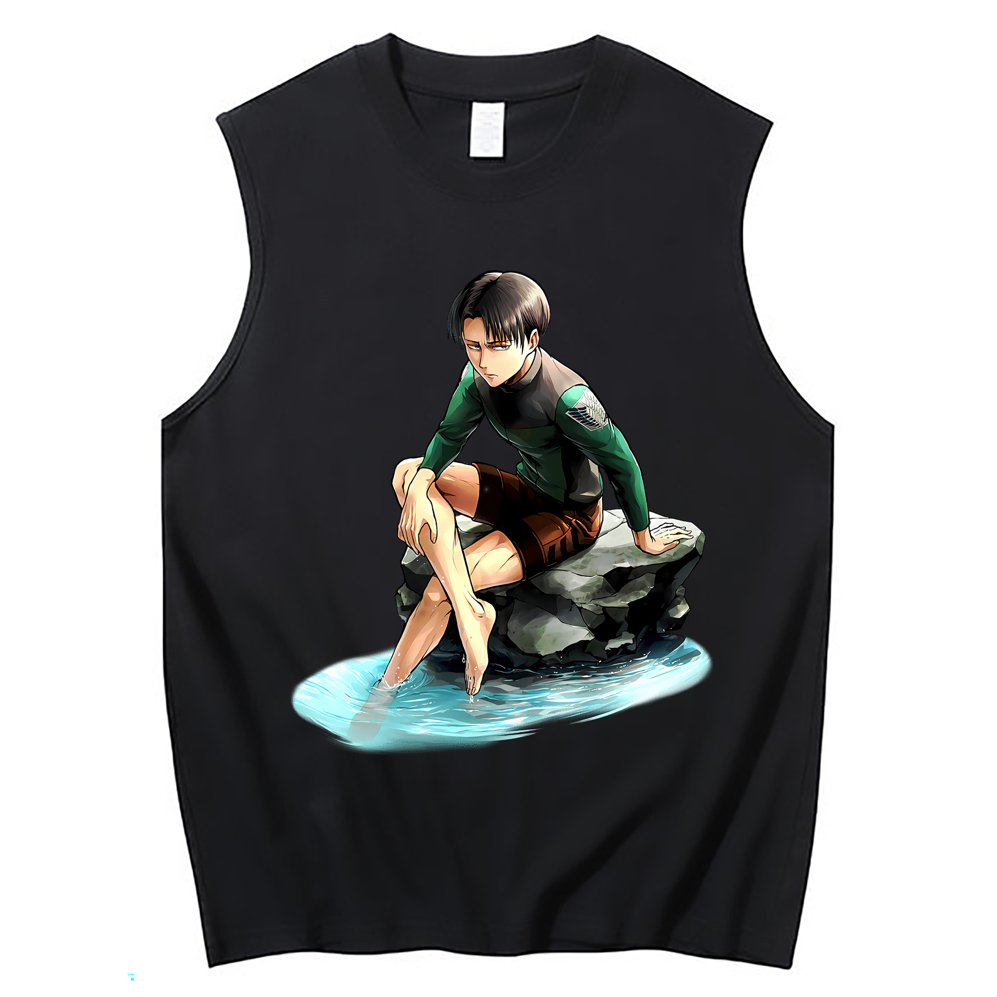 （画像用） 進撃の巨人 リヴァイ·アッカーマン Attack on Titan Levi Ackerman コットン100％タンクトップ（フロントプリント）