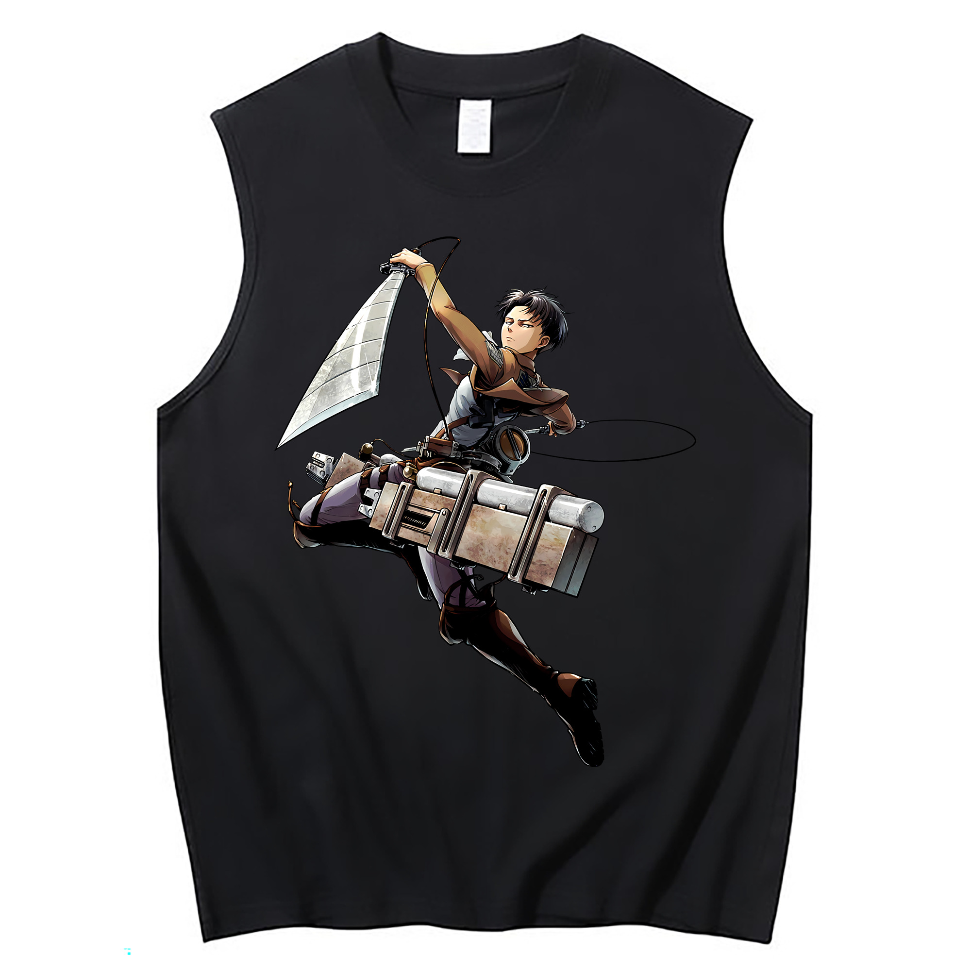 （画像用） 進撃の巨人 リヴァイ·アッカーマン Attack on Titan Levi Ackerman コットン100％タンクトップ（フロントプリント）