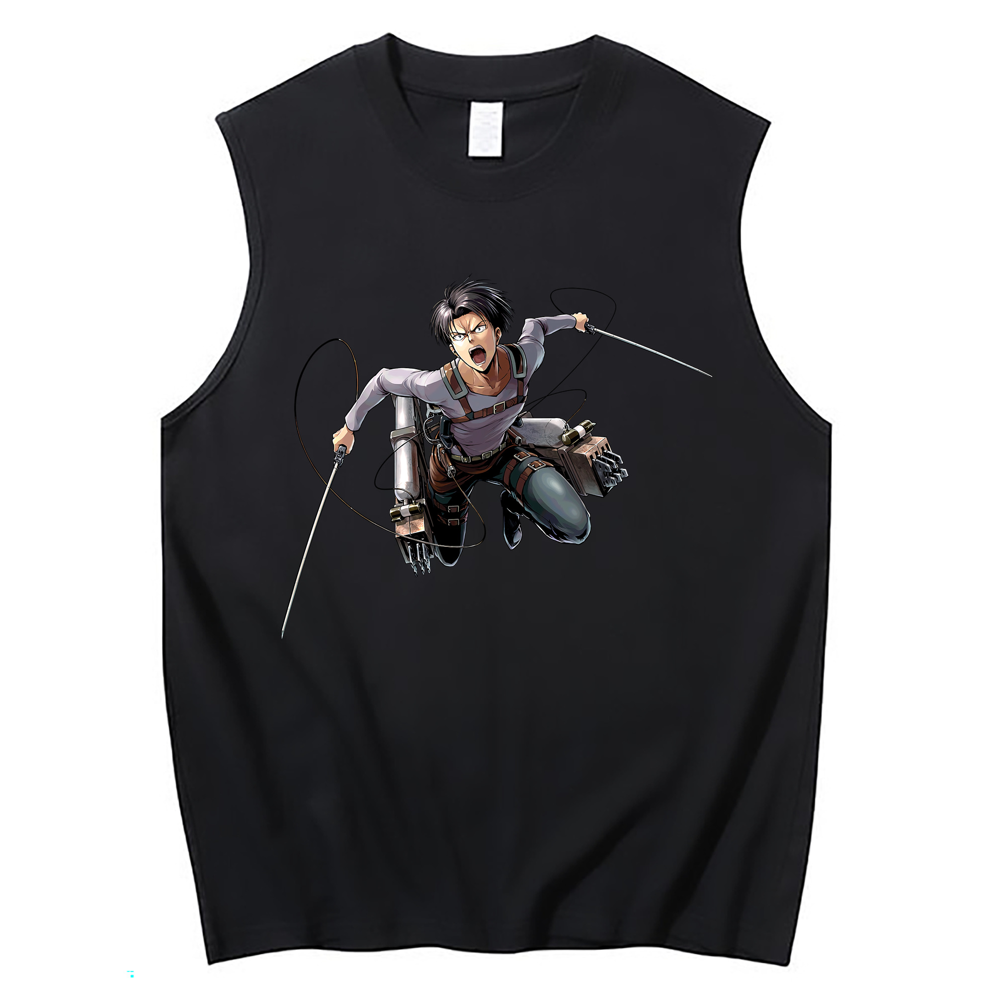 （画像用） 進撃の巨人 リヴァイ·アッカーマン Attack on Titan Levi Ackerman コットン100％タンクトップ（フロントプリント）