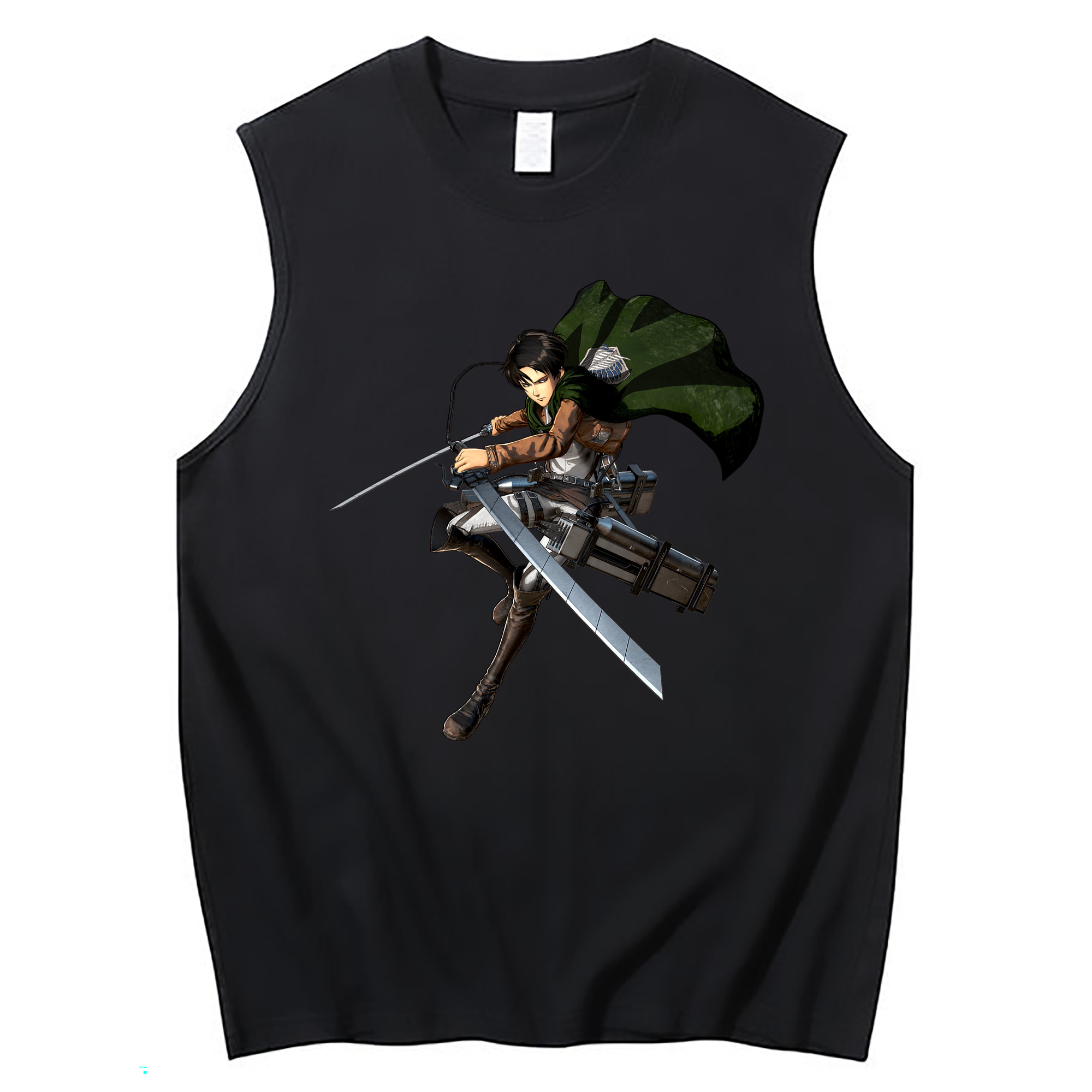 （画像用） 進撃の巨人 リヴァイ·アッカーマン Attack on Titan Levi Ackerman コットン100％タンクトップ（フロントプリント）