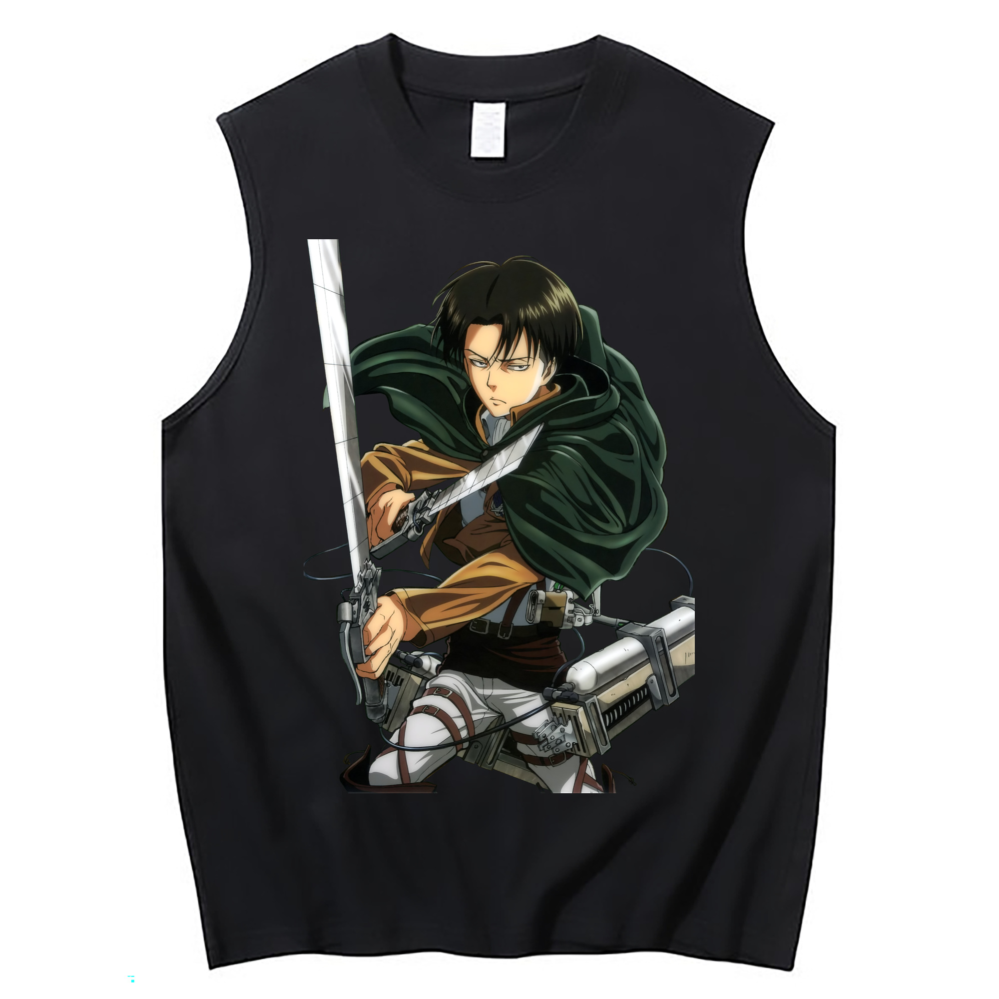 （画像用） 進撃の巨人 リヴァイ·アッカーマン Attack on Titan Levi Ackerman コットン100％タンクトップ（フロントプリント）