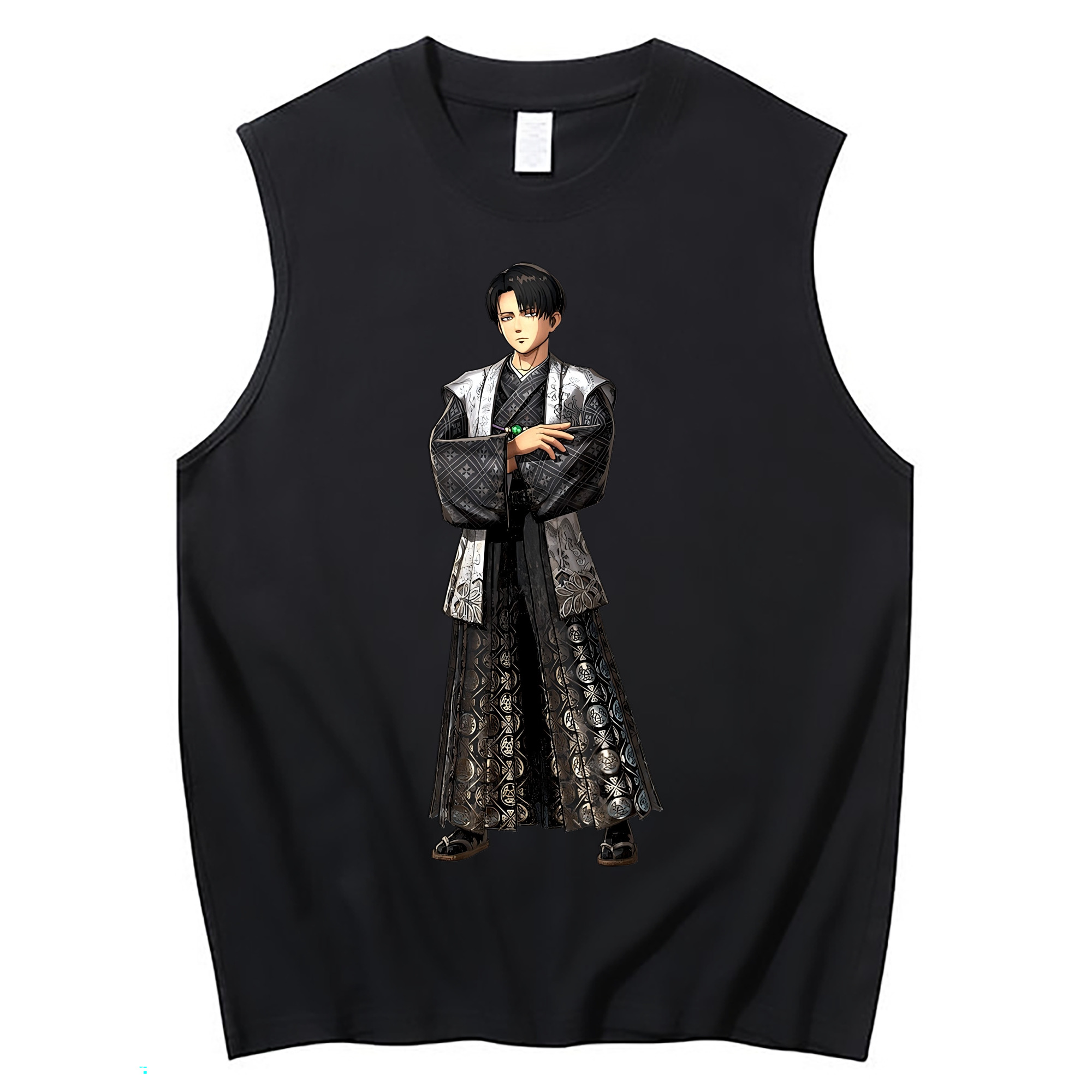 （画像用） 進撃の巨人 リヴァイ·アッカーマン Attack on Titan Levi Ackerman コットン100％タンクトップ（フロントプリント）