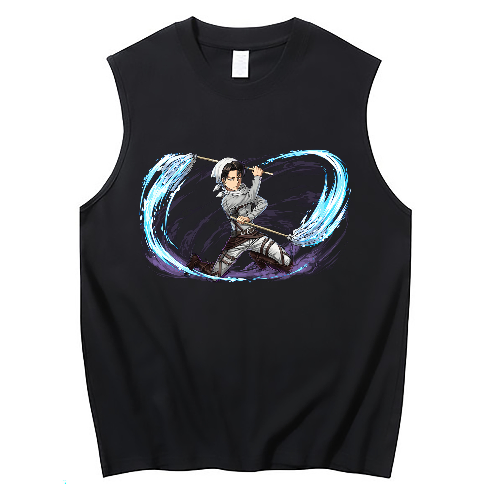 （画像用） 進撃の巨人 リヴァイ·アッカーマン Attack on Titan Levi Ackerman コットン100％タンクトップ（フロントプリント）