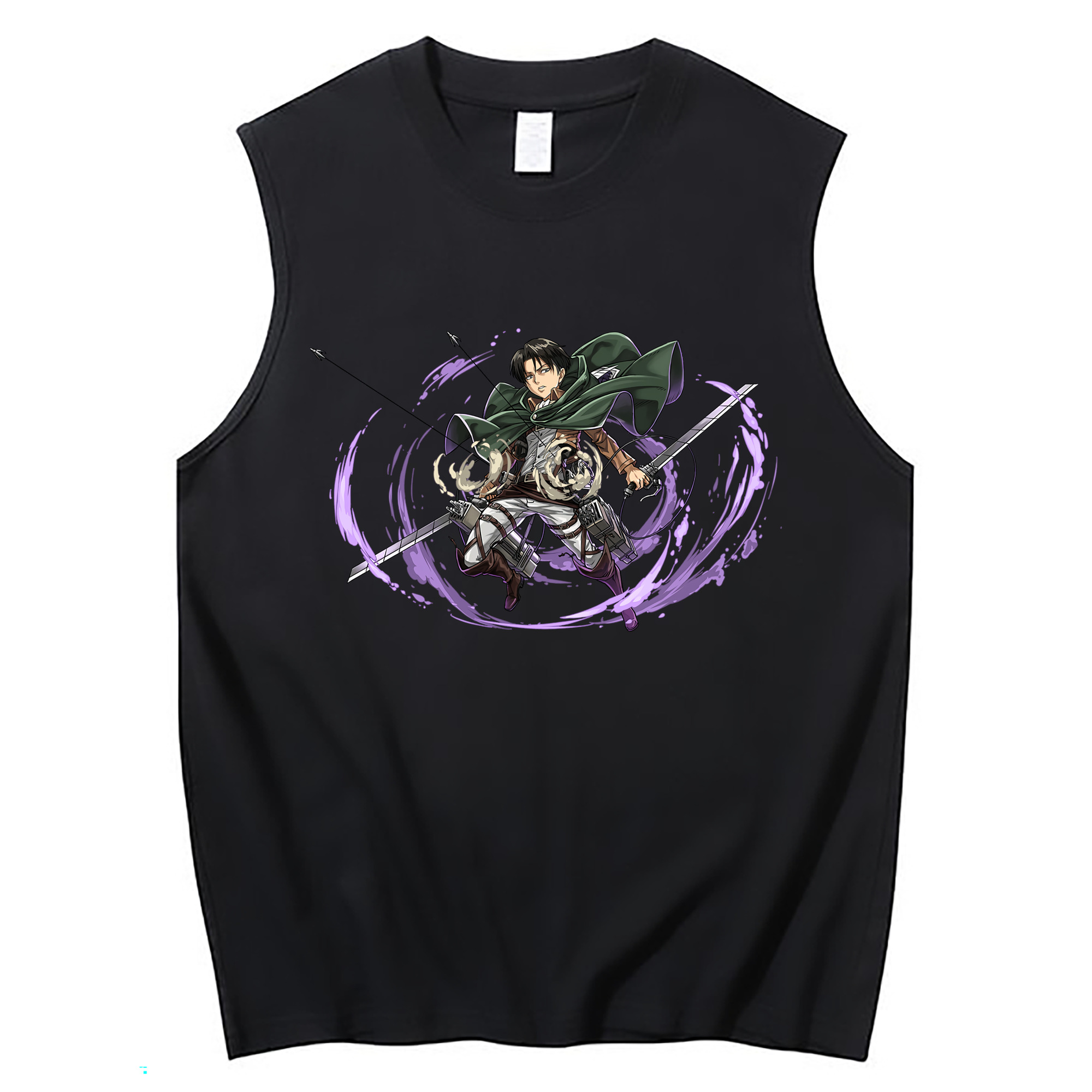 （画像用） 進撃の巨人 リヴァイ·アッカーマン Attack on Titan Levi Ackerman コットン100％タンクトップ（フロントプリント）