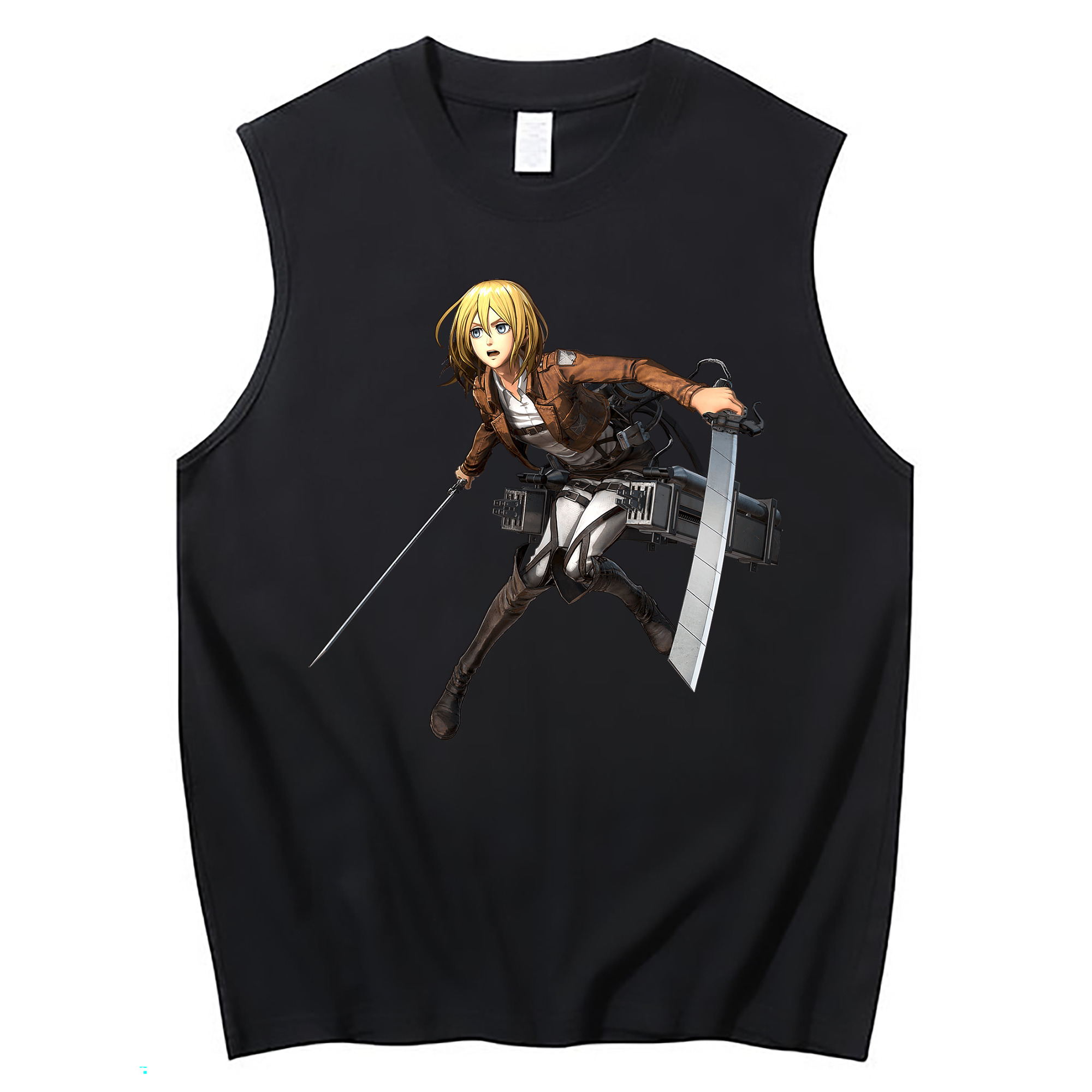 （画像用） 進撃の巨人 クリスタ·レンズ Attack on Titan Christa Lenz コットン100％タンクトップ（フロントプリント）