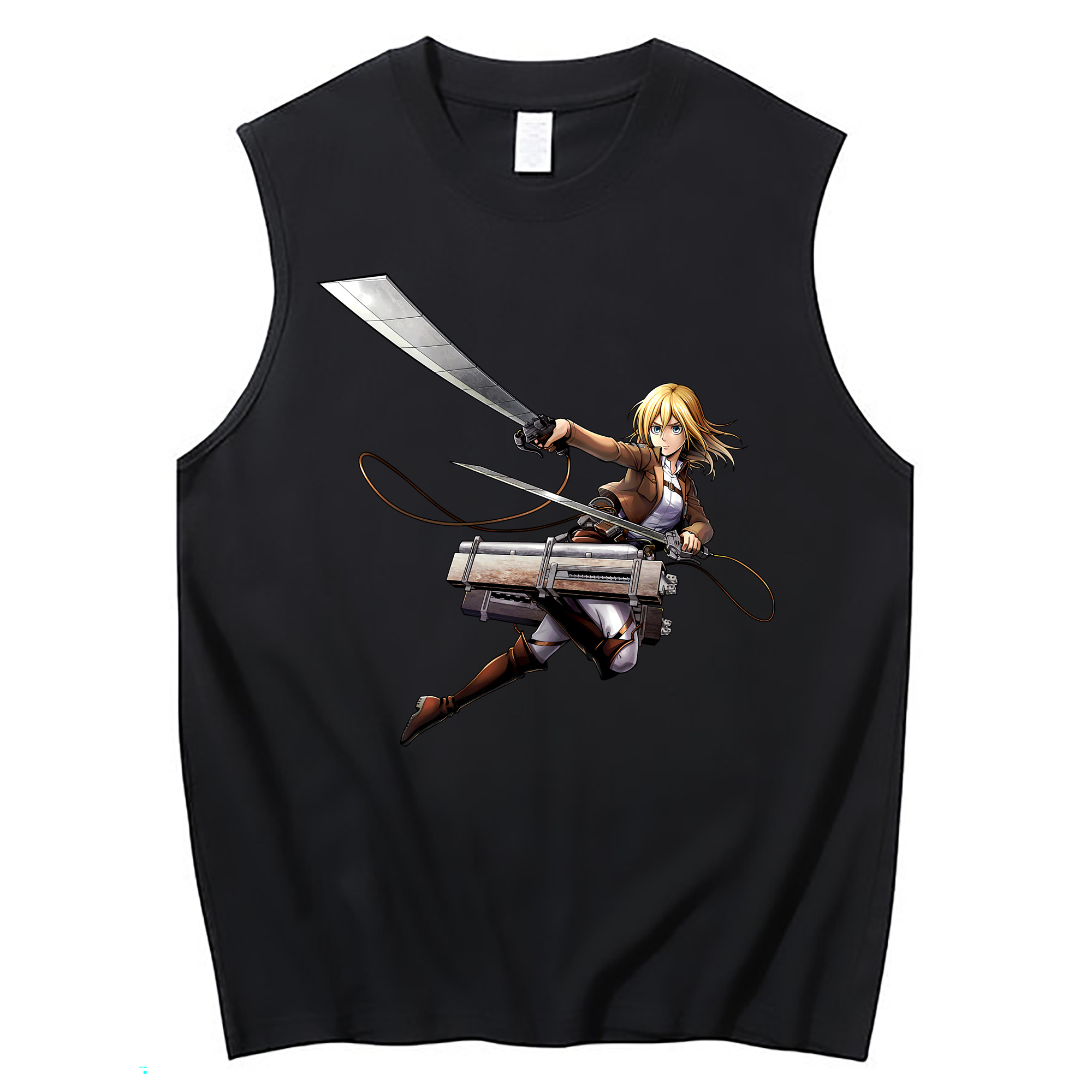 （画像用） 進撃の巨人 クリスタ·レンズ Attack on Titan Christa Lenz コットン100％タンクトップ（フロントプリント）