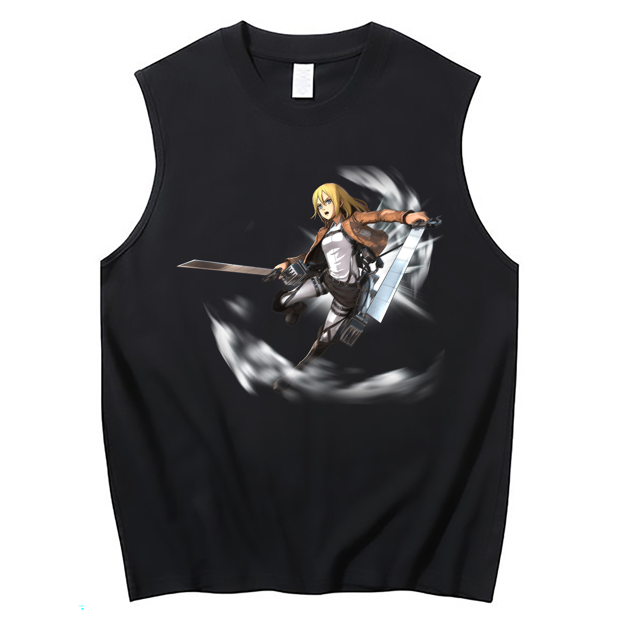 （画像用） 進撃の巨人 クリスタ·レンズ Attack on Titan Christa Lenz コットン100％タンクトップ（フロントプリント）