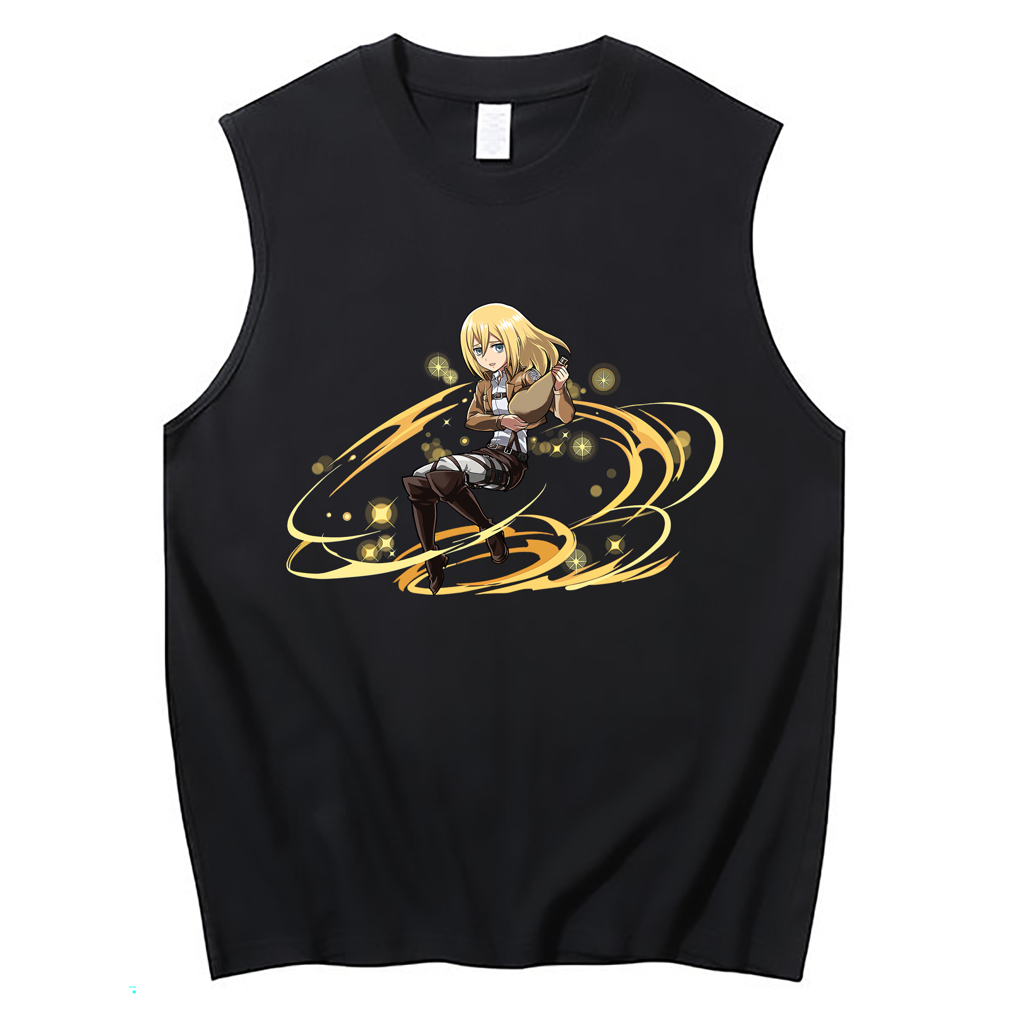 （画像用） 進撃の巨人 クリスタ·レンズ Attack on Titan Christa Lenz コットン100％タンクトップ（フロントプリント）