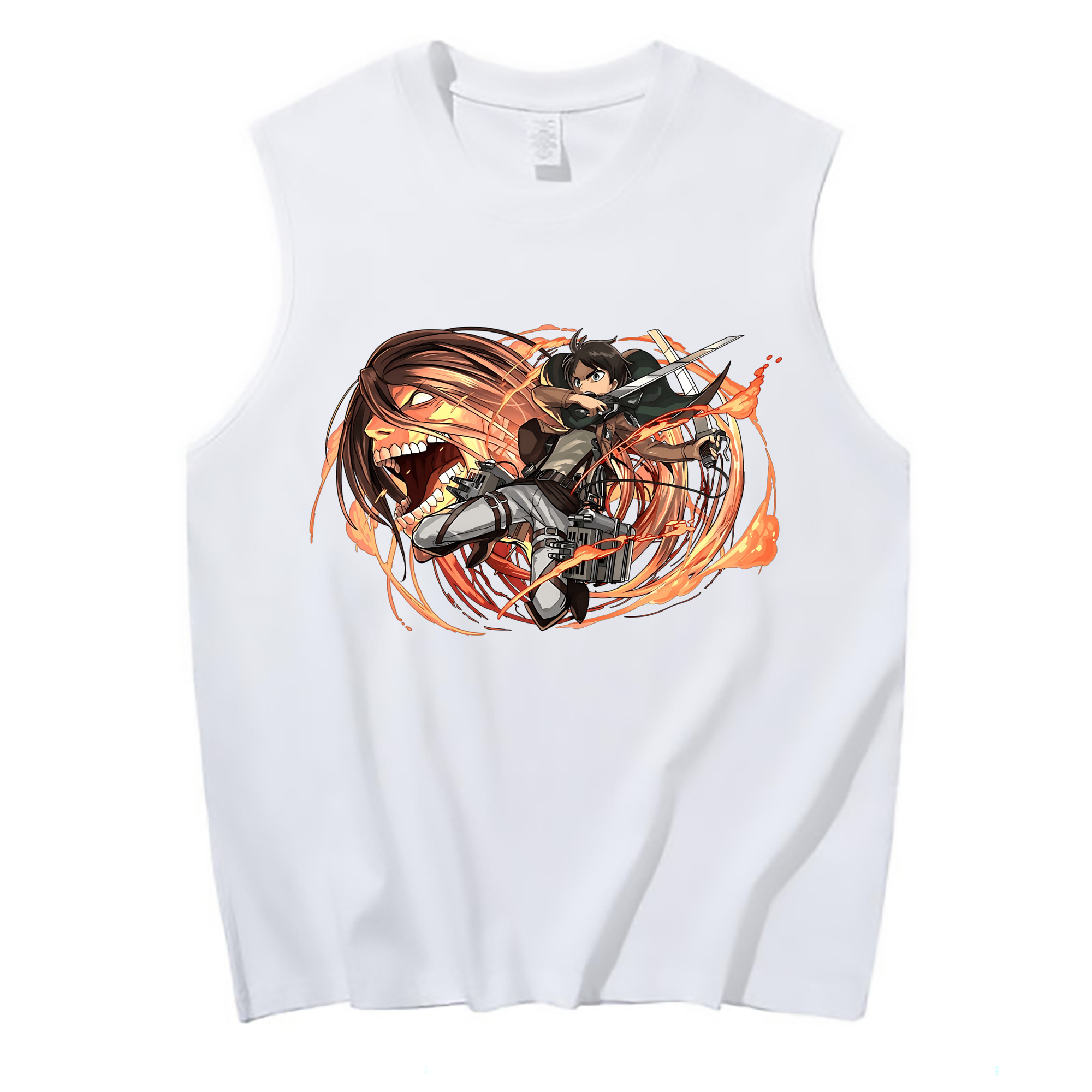 （画像用） 進撃の巨人 エレン･イェーガー Attack on Titan Eren Jäger コットン100％タンクトップ（フロントプリント）