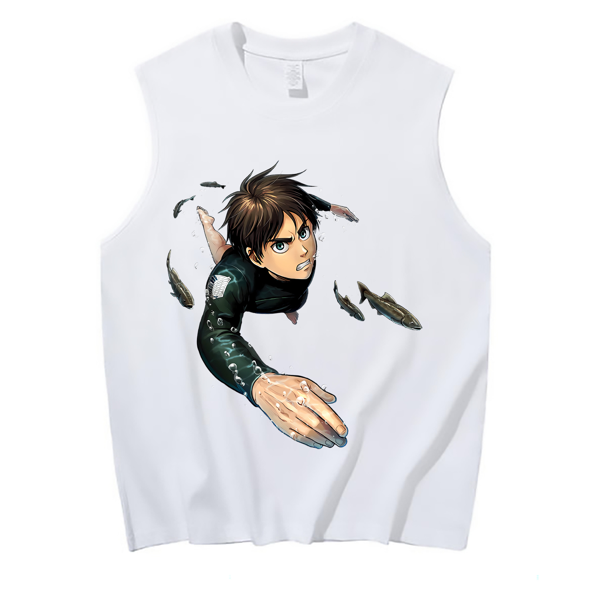 （画像用） 進撃の巨人 エレン･イェーガー Attack on Titan Eren Jäger コットン100％タンクトップ（フロントプリント）