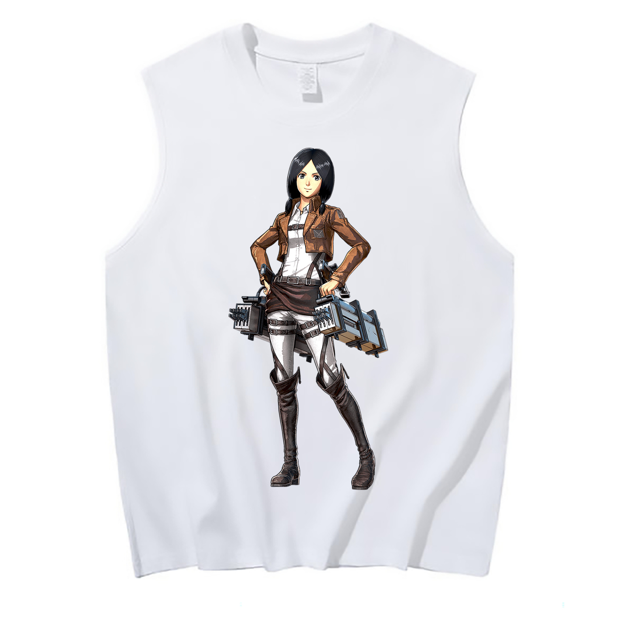 （画像用） 進撃の巨人 ミカサ·アッカーマン Attack on Titan Mikasa Ackerman コットン100％タンクトップ（フロントプリント）