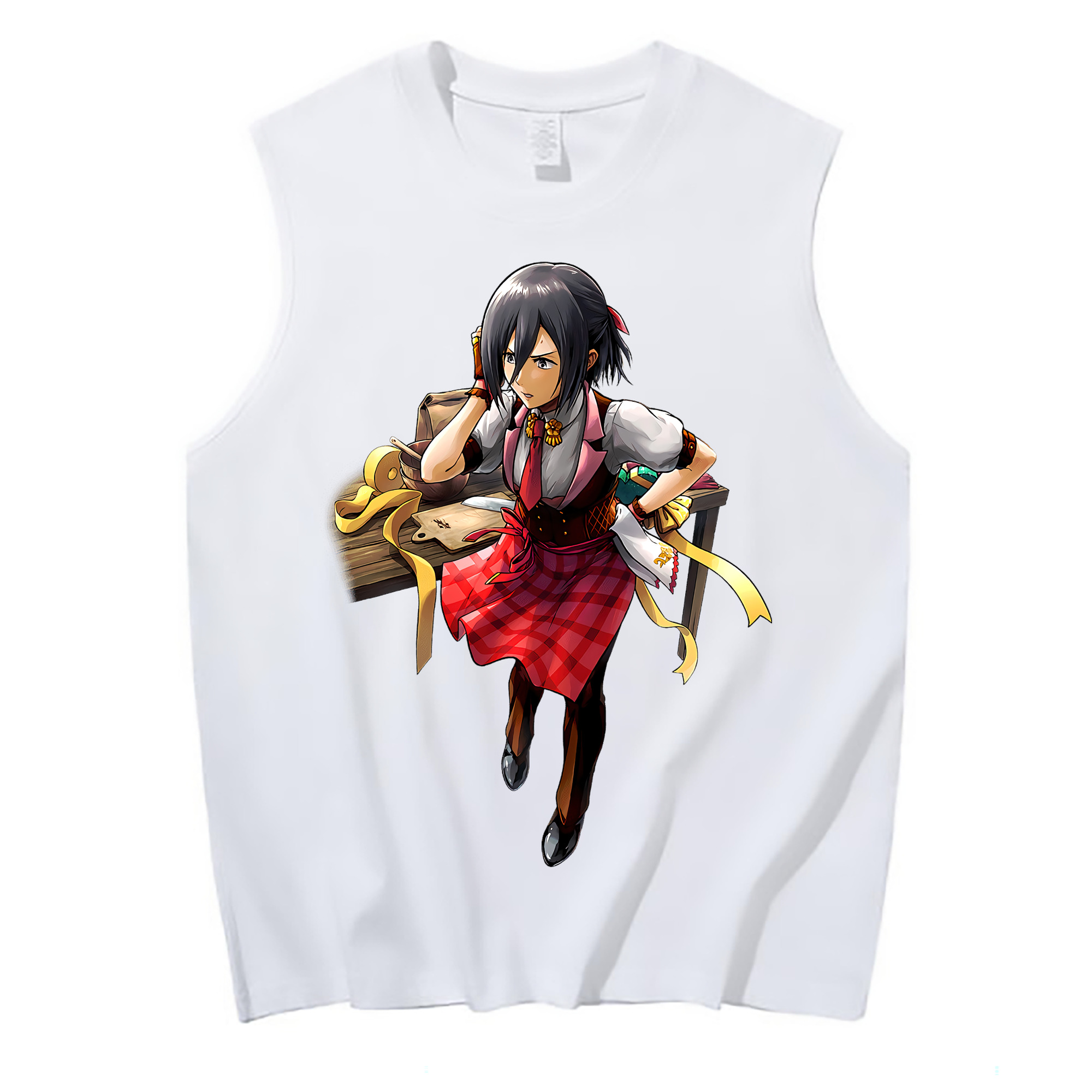 （画像用） 進撃の巨人 ミカサ·アッカーマン Attack on Titan Mikasa Ackerman コットン100％タンクトップ（フロントプリント）