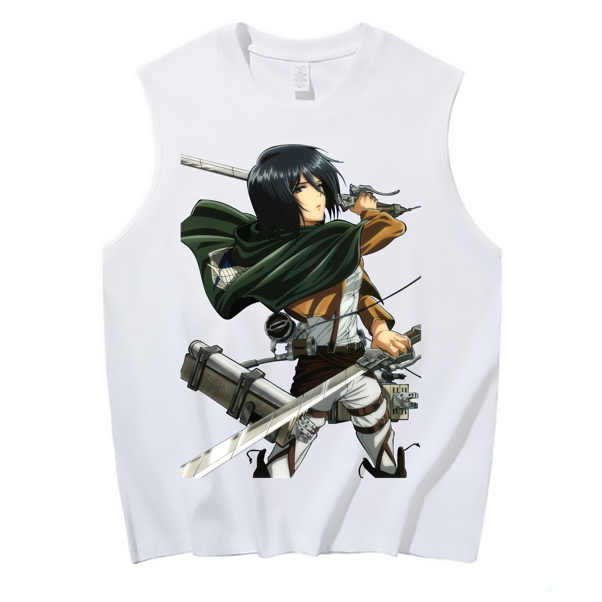 （画像用） 進撃の巨人 ミカサ·アッカーマン Attack on Titan Mikasa Ackerman コットン100％タンクトップ（フロントプリント）