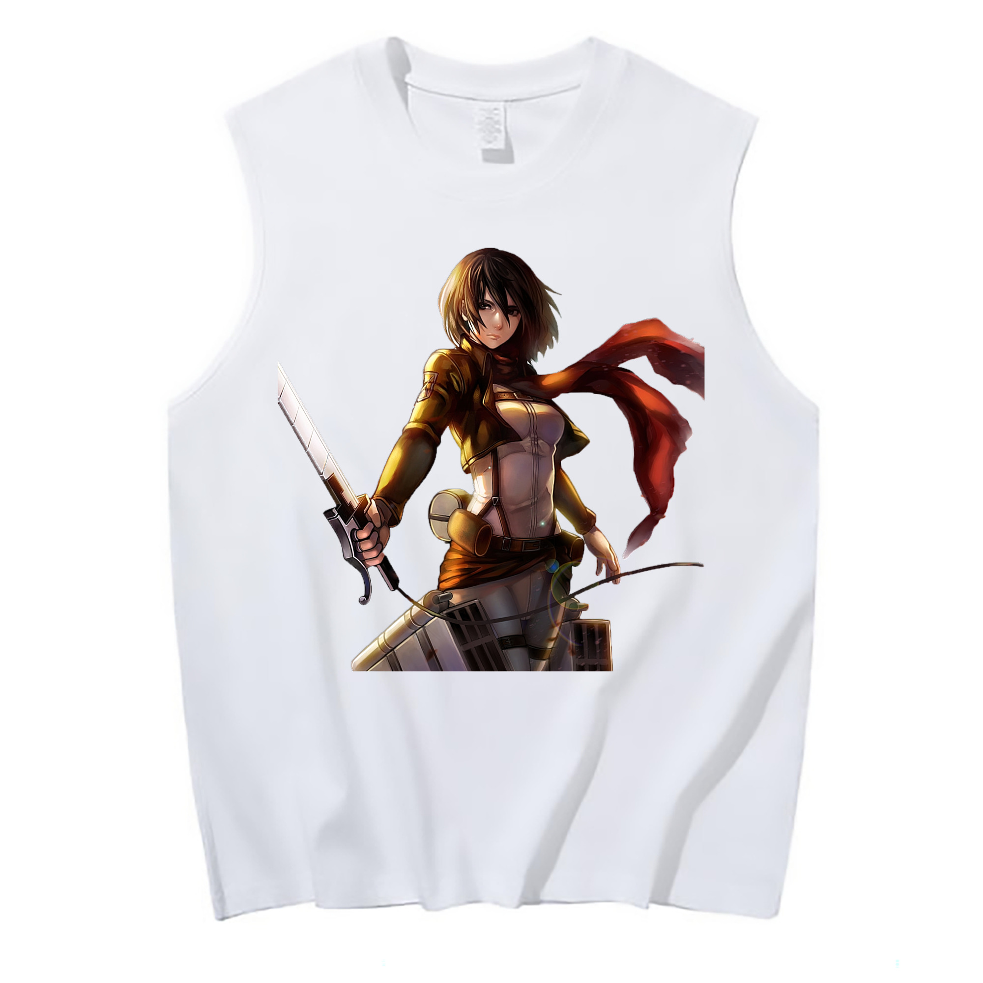 （画像用） 進撃の巨人 ミカサ·アッカーマン Attack on Titan Mikasa Ackerman コットン100％タンクトップ（フロントプリント）