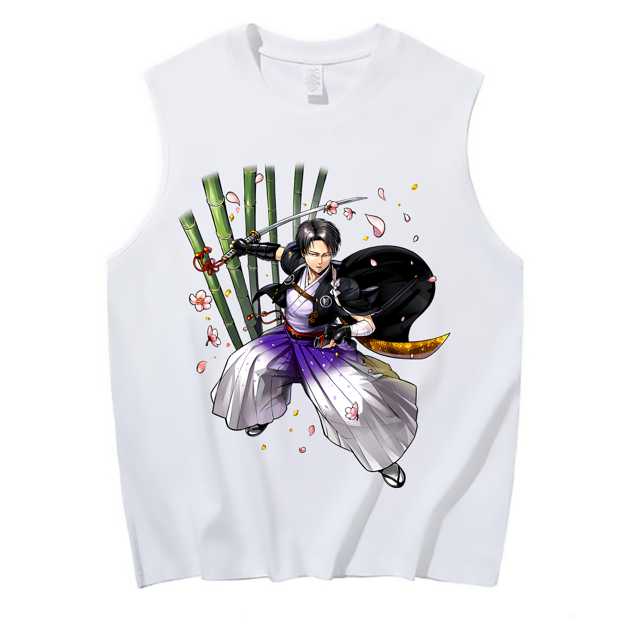（画像用） 進撃の巨人 リヴァイ·アッカーマン Attack on Titan Levi Ackerman コットン100％タンクトップ（フロントプリント）