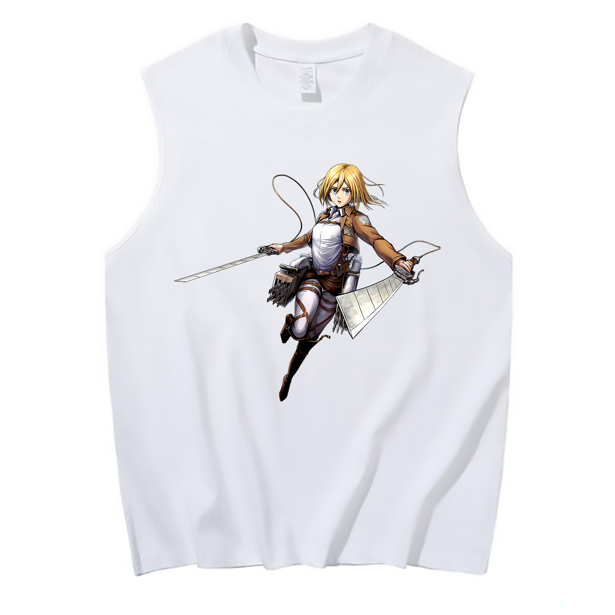 （画像用） 進撃の巨人 クリスタ·レンズ Attack on Titan Christa Lenz コットン100％タンクトップ（フロントプリント）
