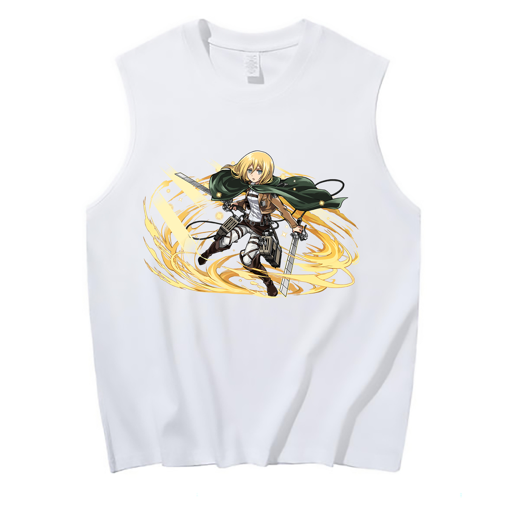 （画像用） 進撃の巨人 クリスタ·レンズ Attack on Titan Christa Lenz コットン100％タンクトップ（フロントプリント）