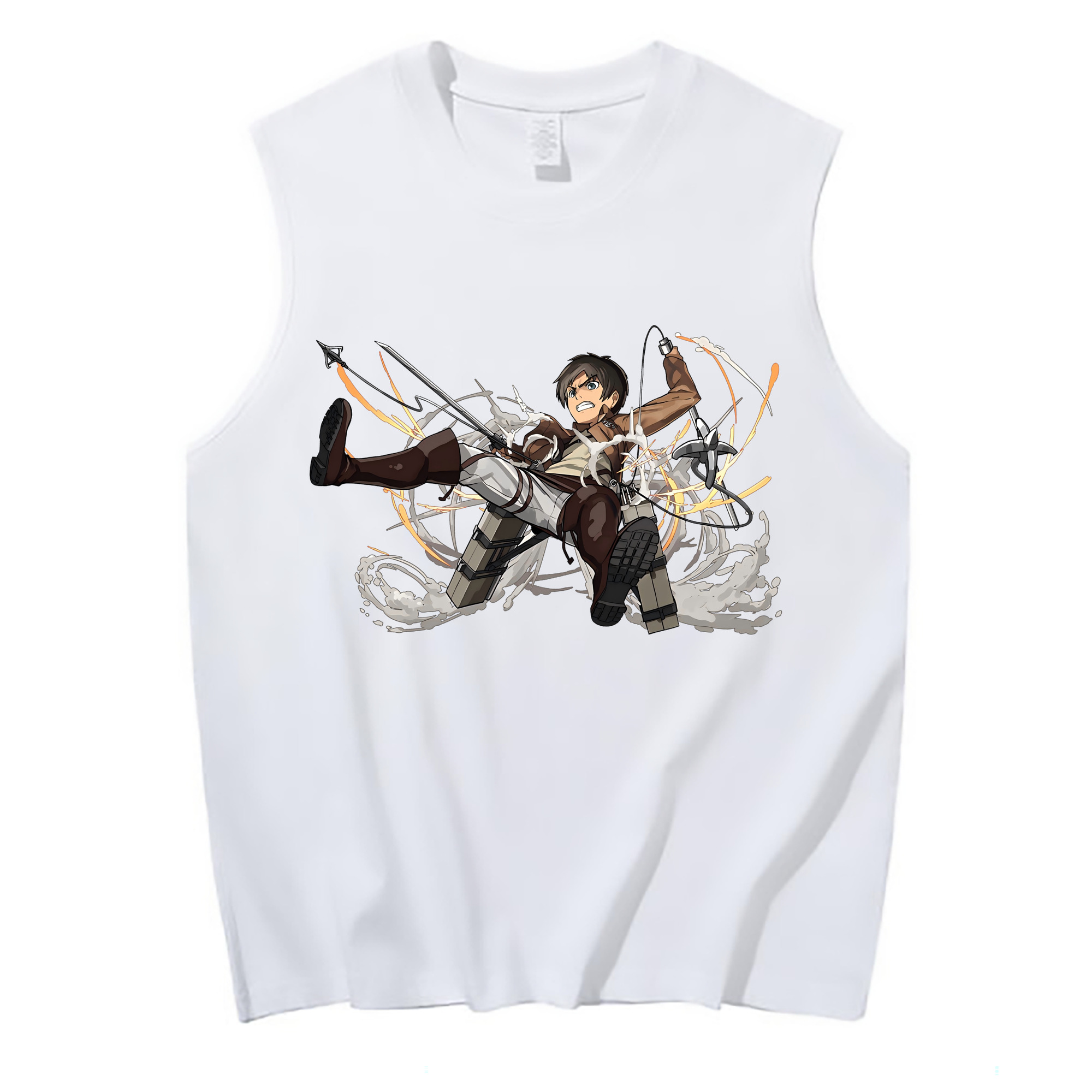 （画像用） 進撃の巨人 エレン･イェーガー Attack on Titan Eren Jäger コットン100％タンクトップ（フロントプリント）