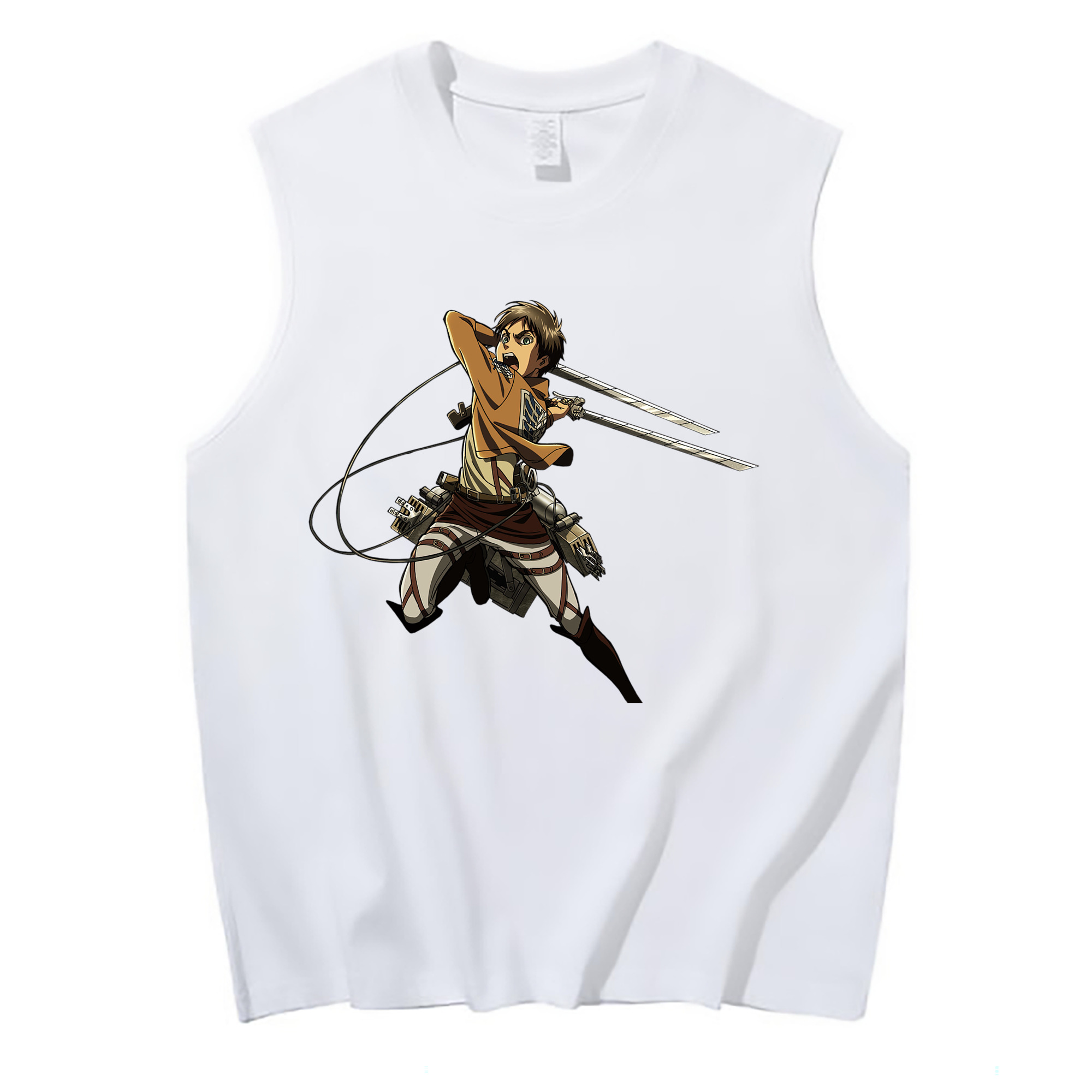 （画像用） 進撃の巨人 エレン･イェーガー Attack on Titan Eren Jäger コットン100％タンクトップ（フロントプリント）