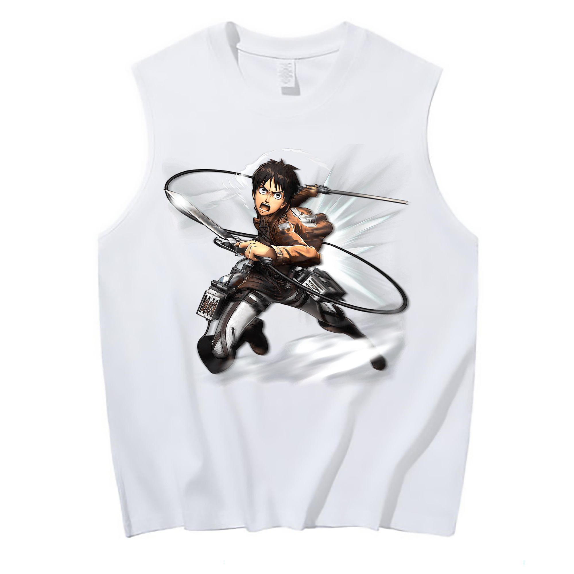 （画像用） 進撃の巨人 エレン･イェーガー Attack on Titan Eren Jäger コットン100％タンクトップ（フロントプリント）