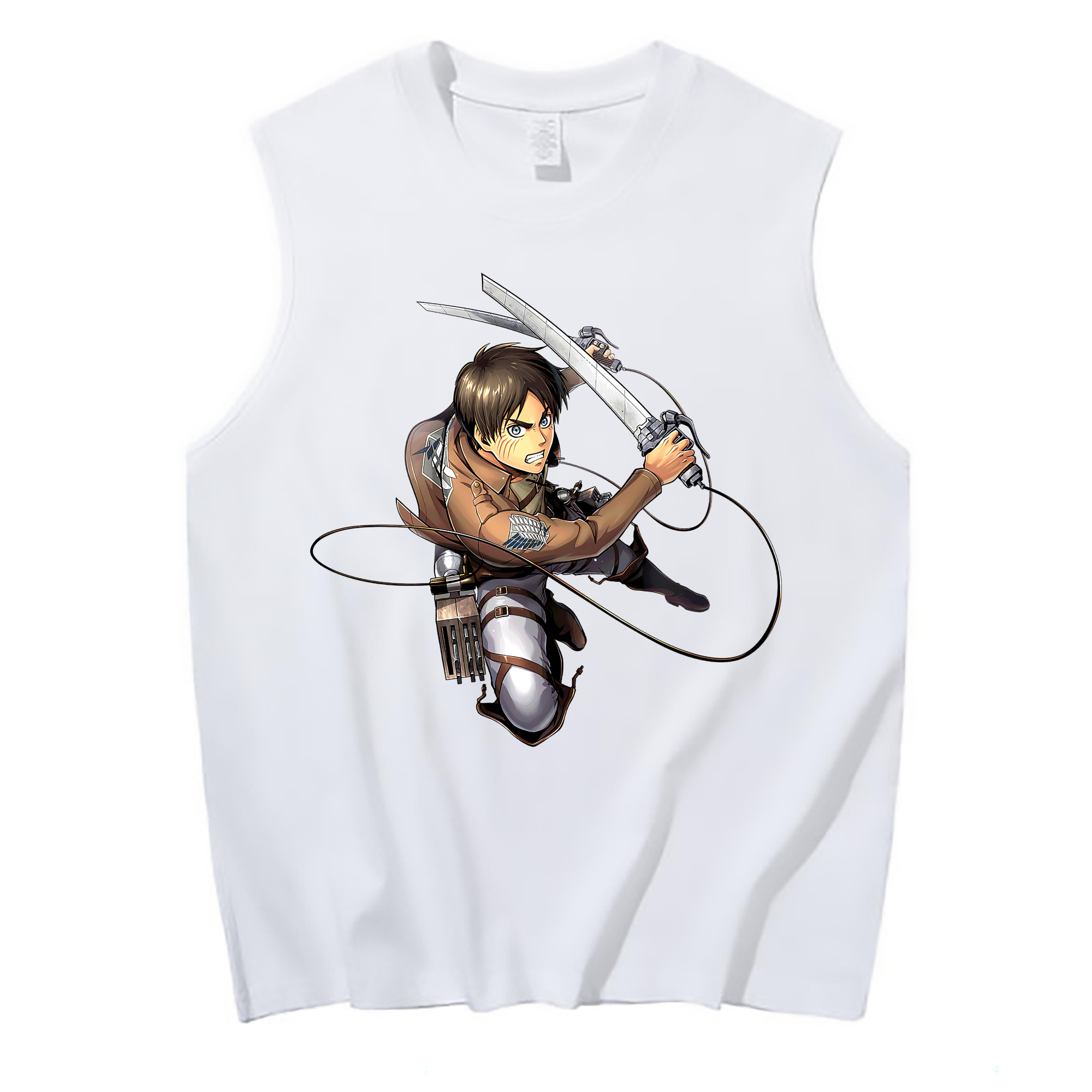 （画像用） 進撃の巨人 エレン･イェーガー Attack on Titan Eren Jäger コットン100％タンクトップ（フロントプリント）