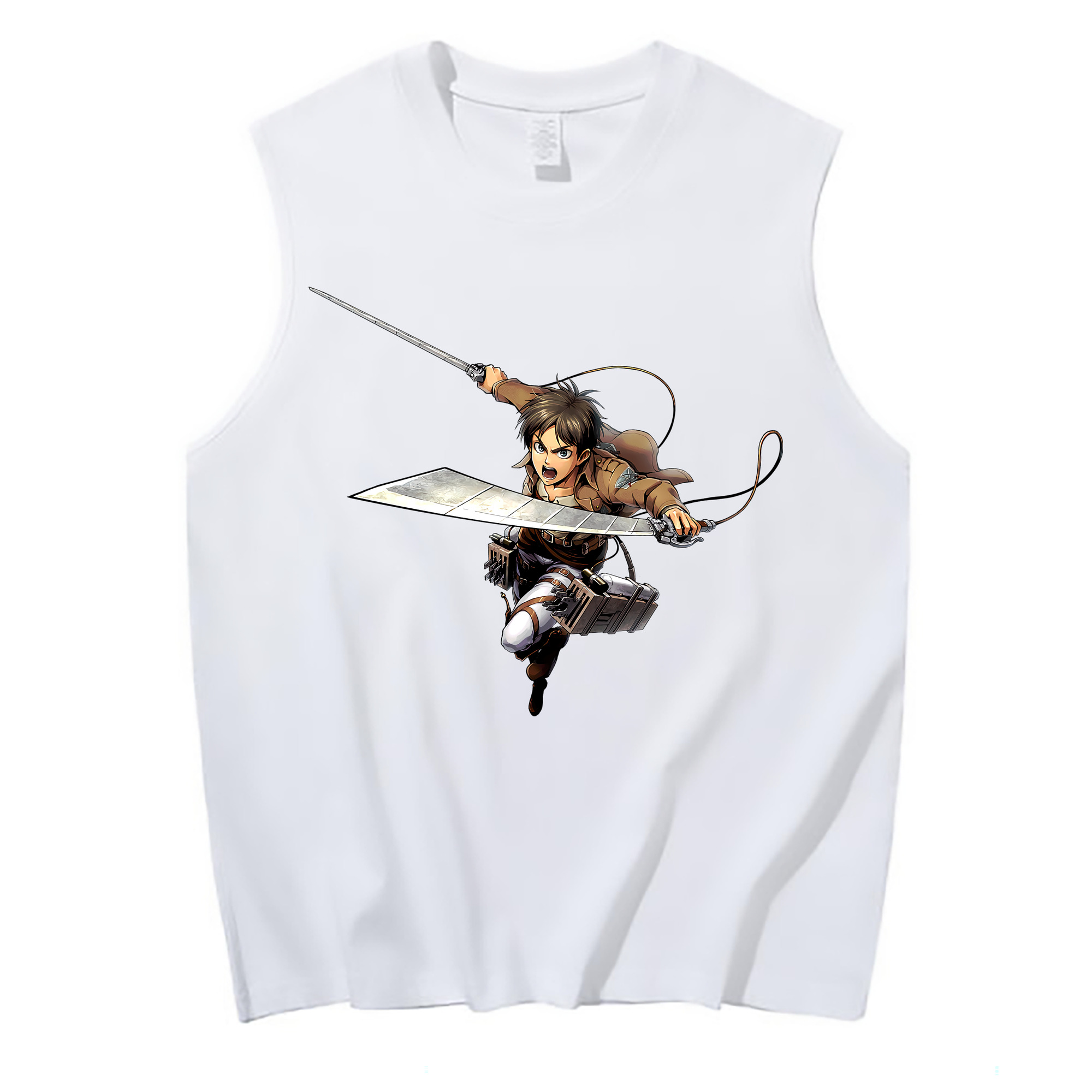 （画像用） 進撃の巨人 エレン･イェーガー Attack on Titan Eren Jäger コットン100％タンクトップ（フロントプリント）